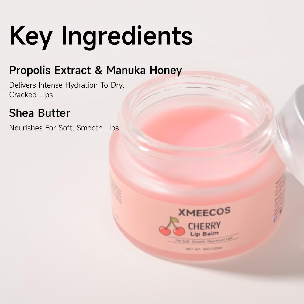 Beeswax lip balm with rose and jasmine, kiwi, strawberry, peach, cherry extract bee friendly 100% Natural for men and women, cruelty free moisturizing (30 Grams, Cherry)