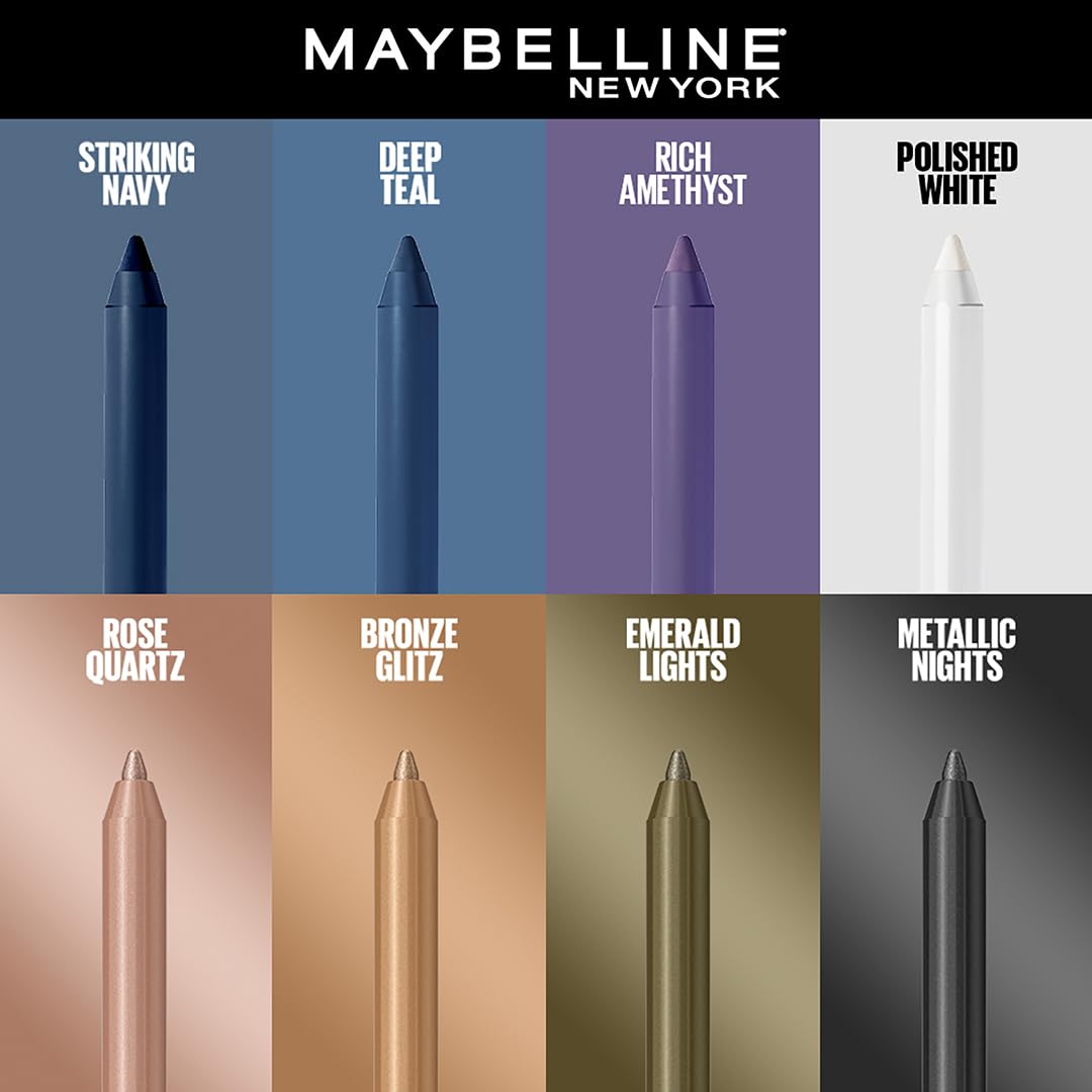 MAYBELLINE New York Tattoo Studio Long-Lasting Sharpenable Eyeliner Makeup Pencil, Glide on Smooth Gel Pigment, 36 Hour Wear, Waterproof Bronze Glitz 0.04 oz