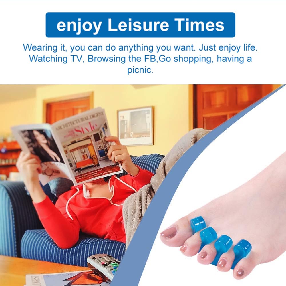 Toe Separators for Bunion & Nail Polish - Pedicure Toe Spacers & Toenail Dividers, Orthopedic Gel Material, Washable & Reusable Pedicure Supplies