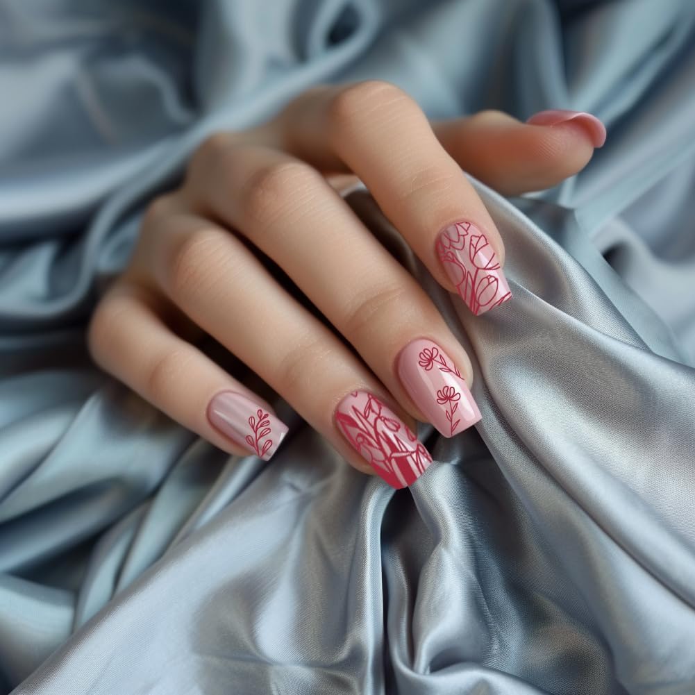 3Pcs Mix Floral Design Nail Stamping Plate Lace Flowers Nail Stamping Templates French Tip Art Stamp Plates Image Plate Stainless Steel DIY Reusable Tools for Manicure Printing