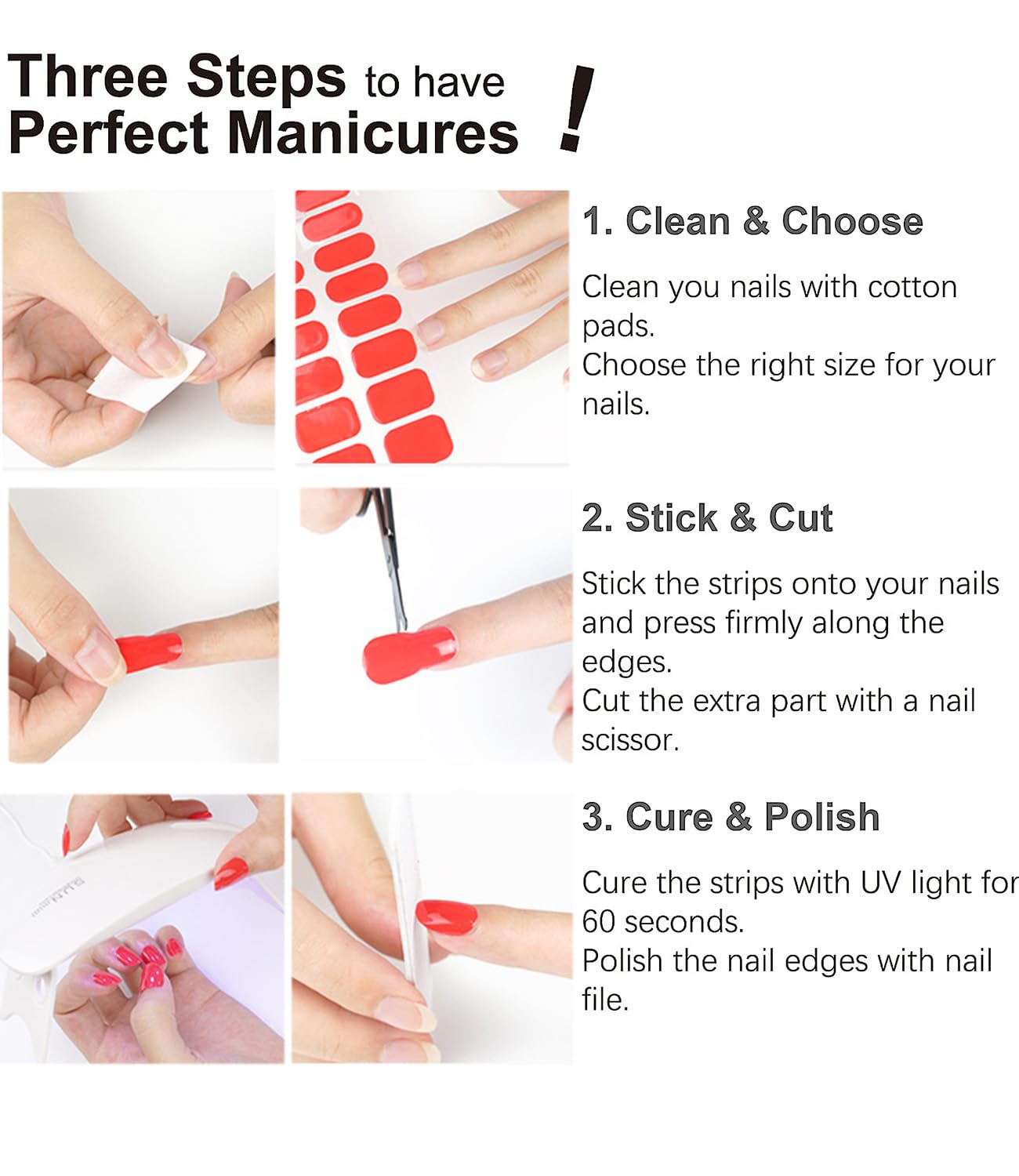 Semi Cured Gel Nail Strips, 20pcs French Flower, Pink Gel Nail Stickers UV for Home Nails DIY