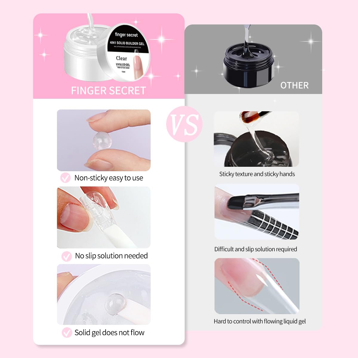 Solid Builder Gel for Nails Hard Gel 3D White Nude Pink Clear Colors for Nail Extension DIY Nail Kit