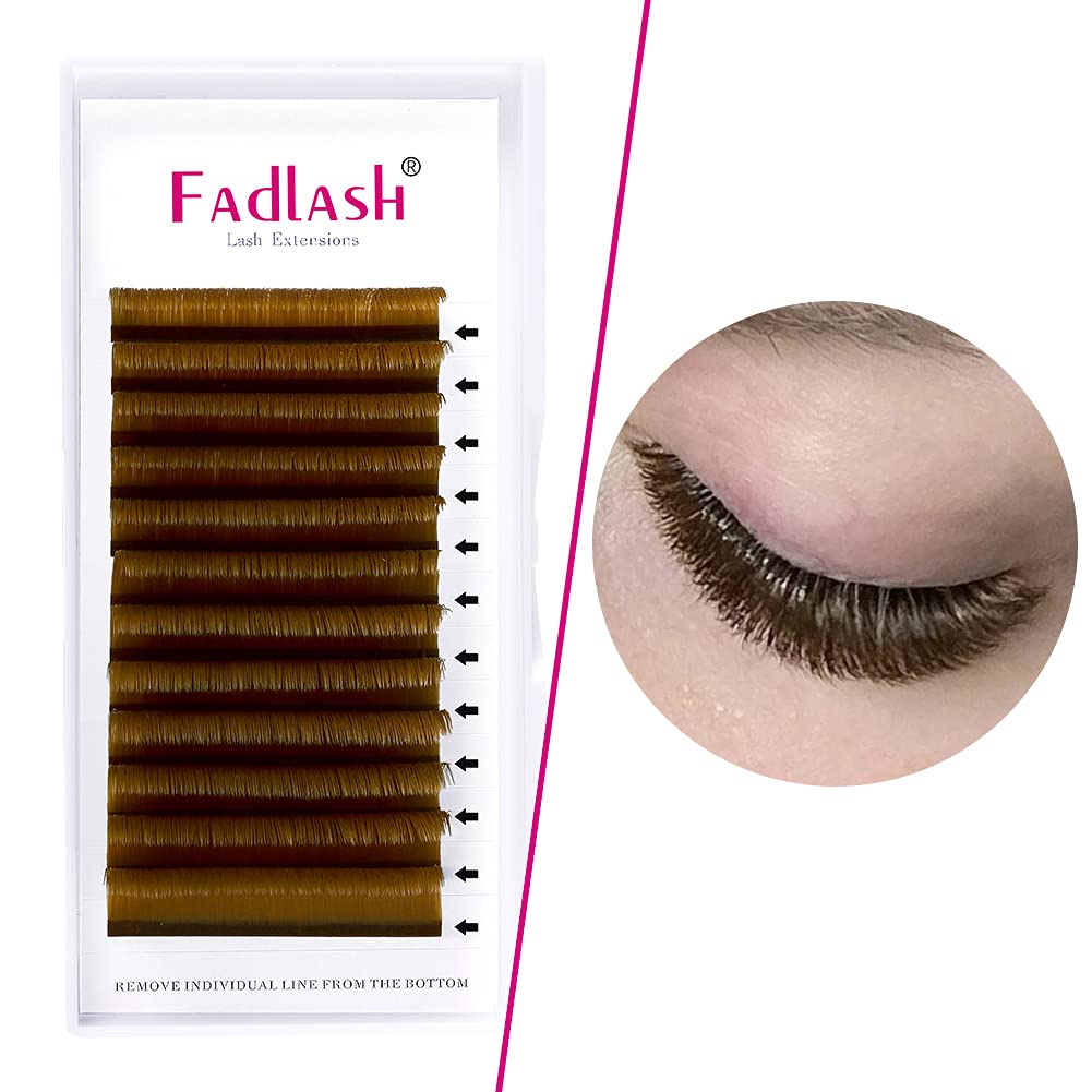 Volume Eyelash Extensions Easy Fan Lashes 0.07 C Curl Eyelash Volume Extensions Faux Mink Self Blooming Colored Lash Extensions (Blond 0.07-C, 8-14mm)