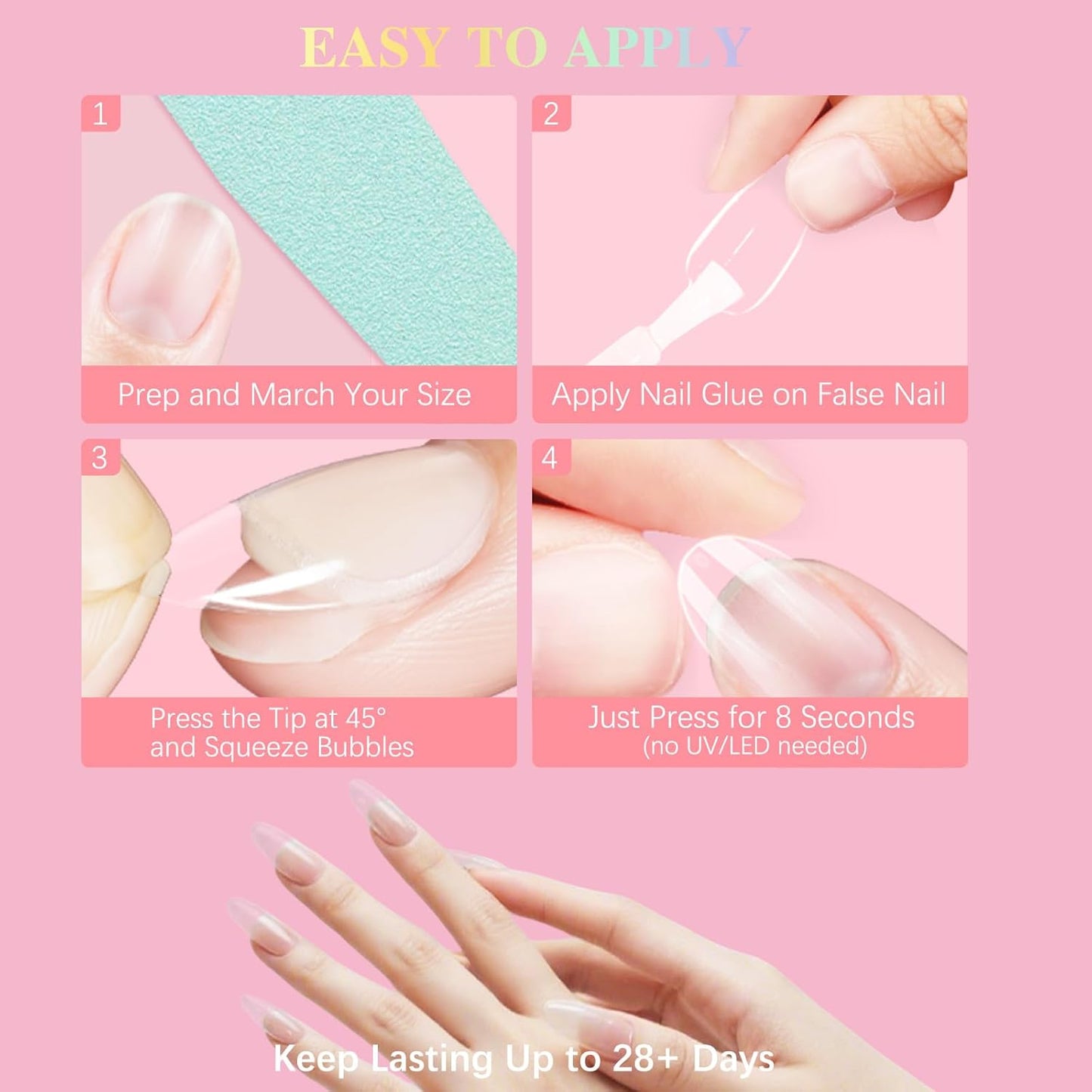 Super Strong Nail Glue for Press Ons, Brush On Press On Nail Glue for Acrylic Nail Tips, SSWSBYKE 10ml Quick Drying Long Lasting Bonding Adhesive, Mess-Free Application