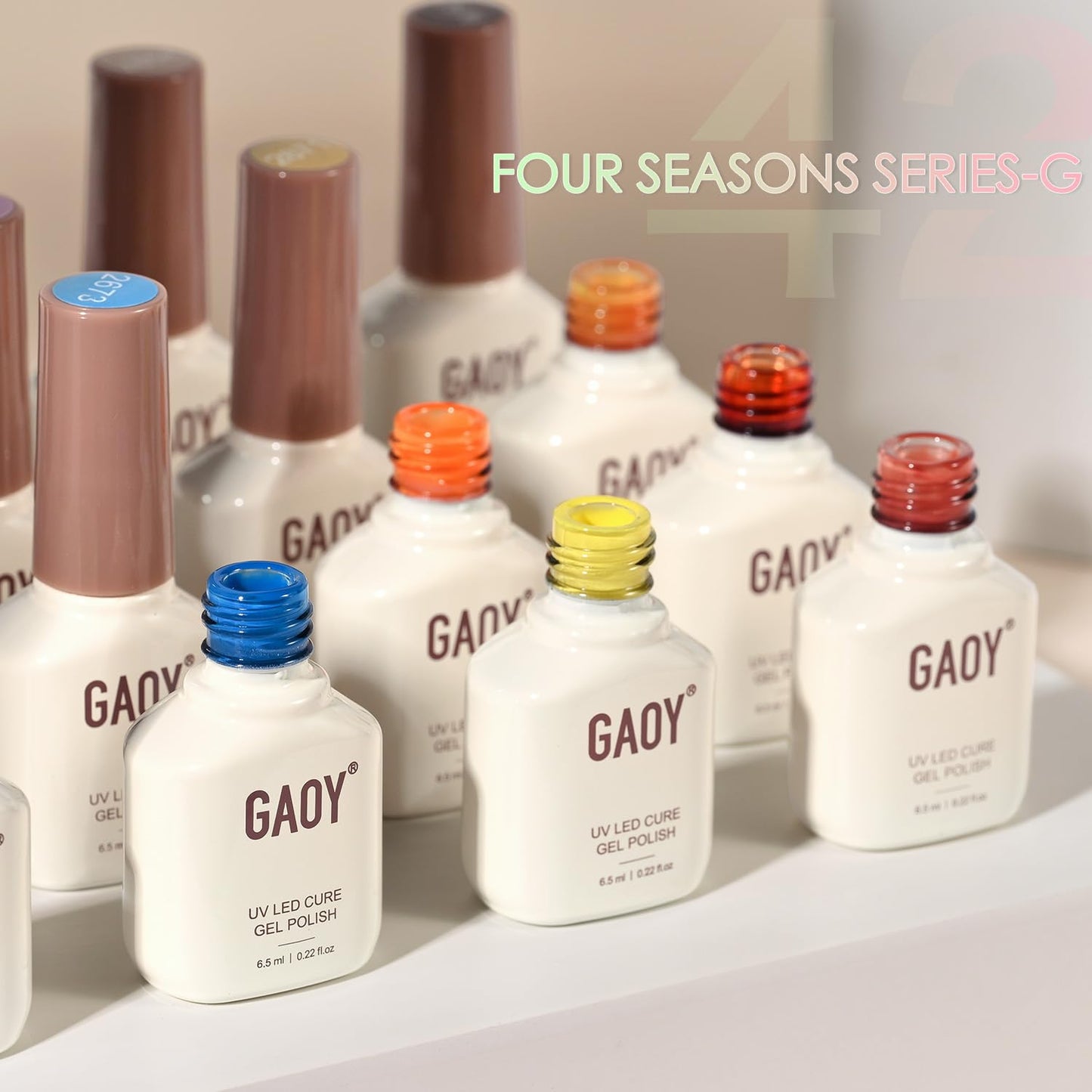 GAOY 42 Pcs Gel Nail Polish Kit, Green Blue Jelly Orange Glitter Colors All Seasons Gel Nail Polish Set with Glossy & Matte Top Coat and Base Coat for Salon and DIY Manicure at Home