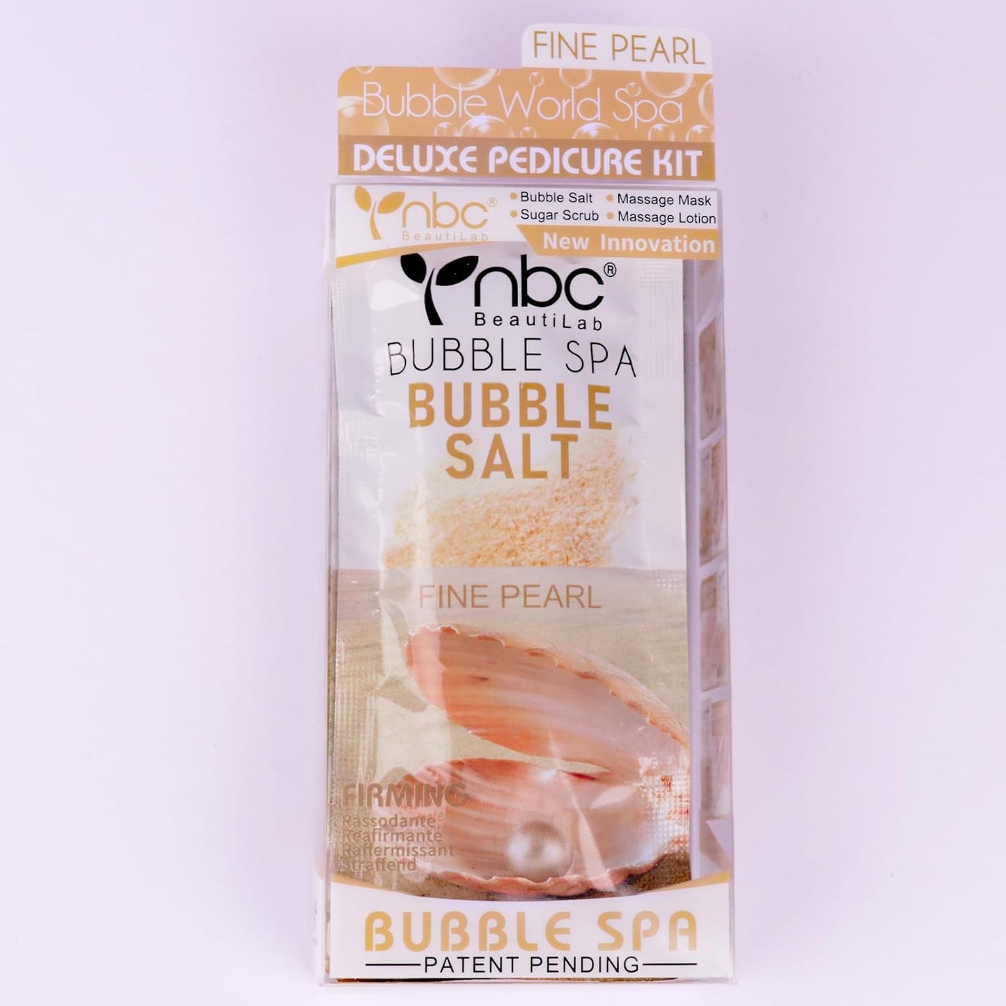 Pedicure Kit Foot Soak Set: Bubble Salt, Sugar Scrub, Massage Mask, Massage Lotion in a Box, 4 Step Foot Spa Kit for Dry Feet,Tired Feet(3 Set Pearl)