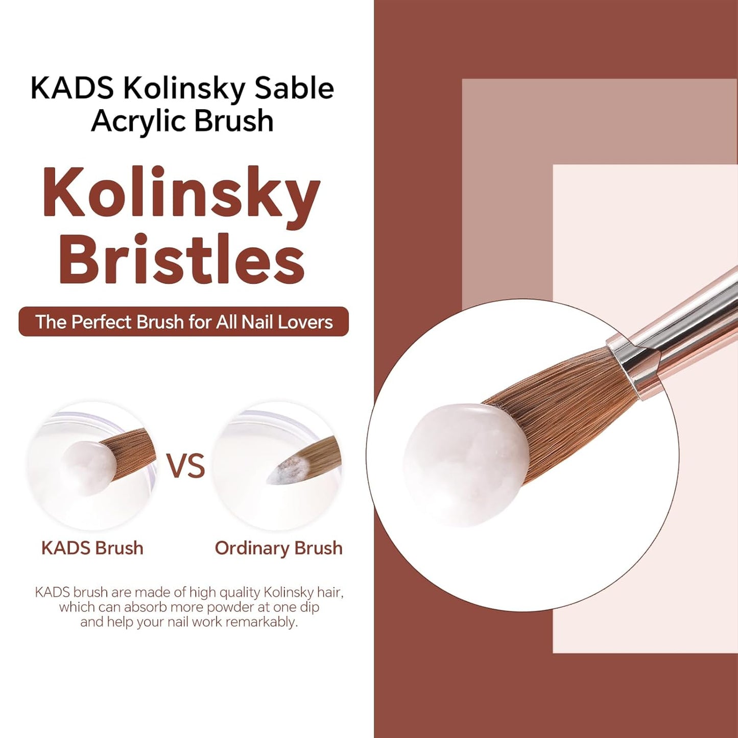 KADS Acrylic Nail Brush with Penholder Nail Brush for Acrylic Application-Oval Shaped Powder Nail Design Tools for Professional Manicure DIY Home Salon (16#)