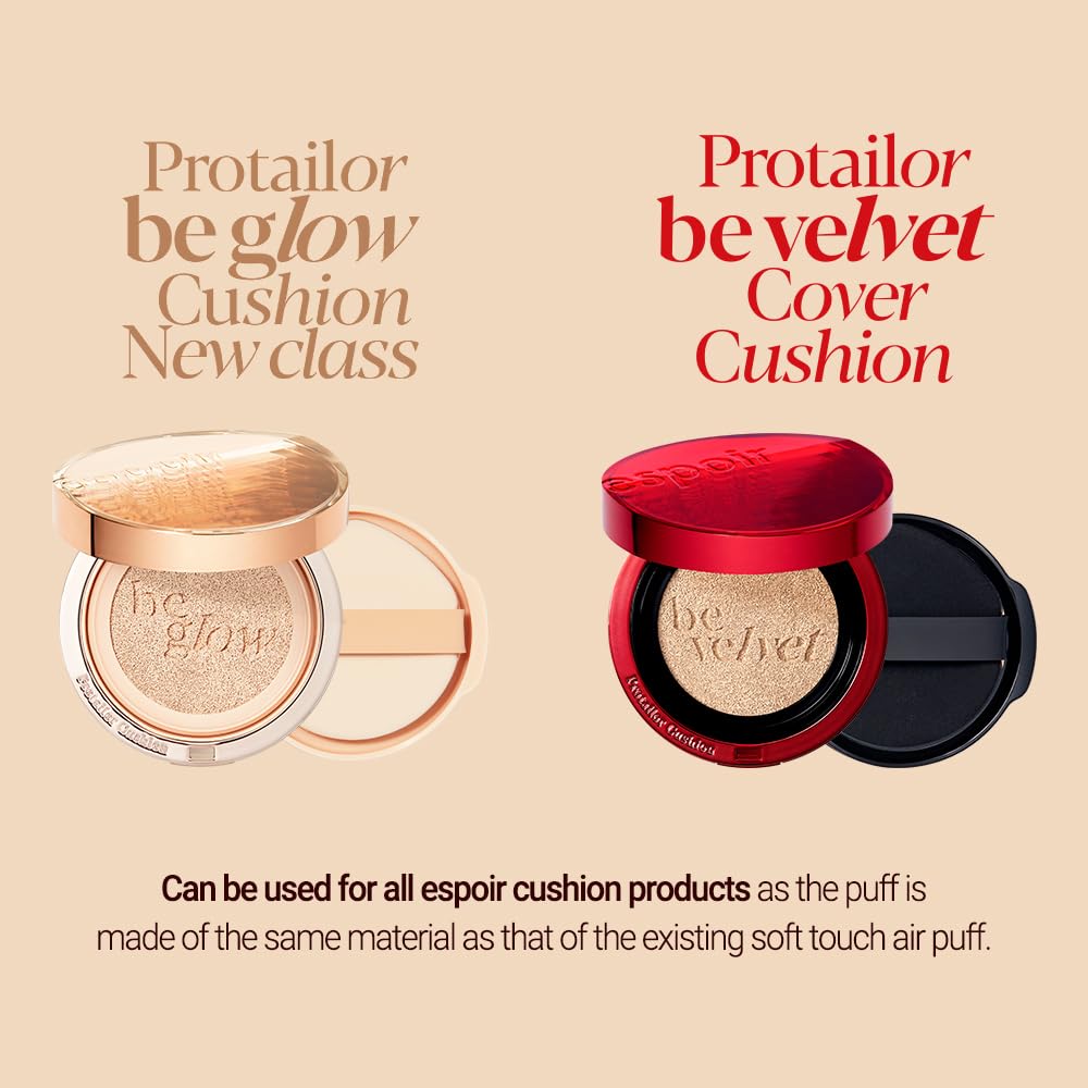 Espoir Be Velvet Air Puff 5ea | Flawless Face Makeup Fast and Easily | Makeup Sponge Applicator Air Cushion Powder Puff for Liquid Foundation, Cream, Powder, Concealer | Korean Base Makeup Tools