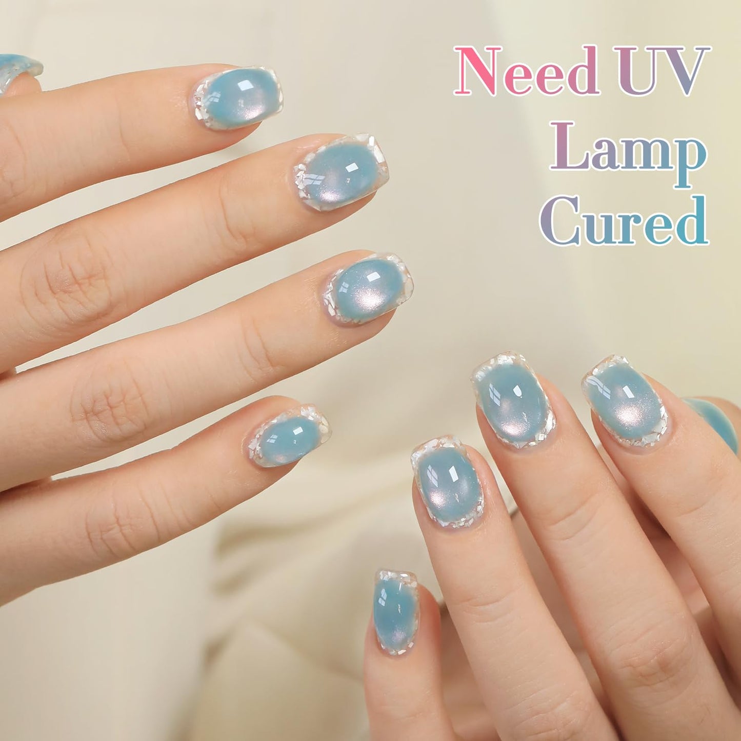 Double Rhythm 0.5 OZ Cat Eye Gel Polish with Magnet 15ML Holographic Glitter Shimmer Translucent Jelly Color Magnetic Nail Polish Salon DIY at Home (Fruit Teal Green-MC1211)