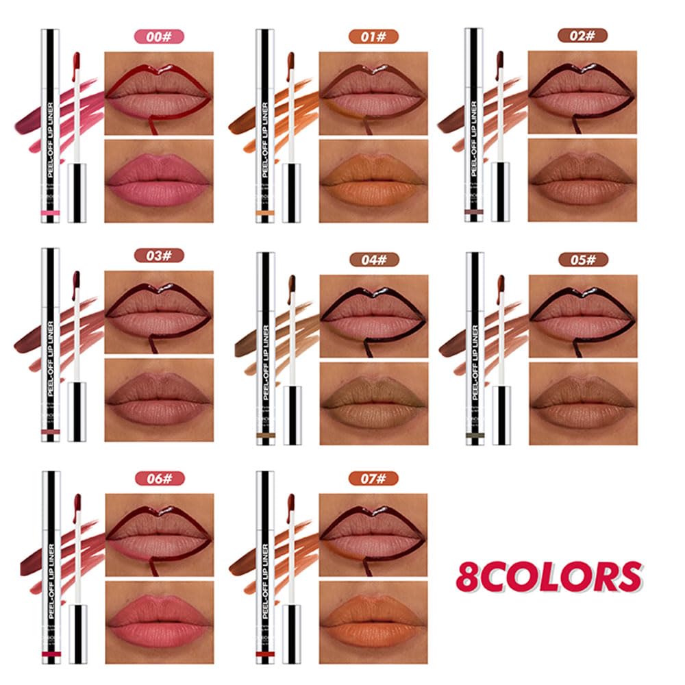 2 Pcs Matte Liquid Lip Stain Peel Off Lip Liner, Long Lasting Lip Tattoo, Waterproof & Transfer-Proof Lip Liner Peel Off Lip Gloss for All Skin Types.#00+#02