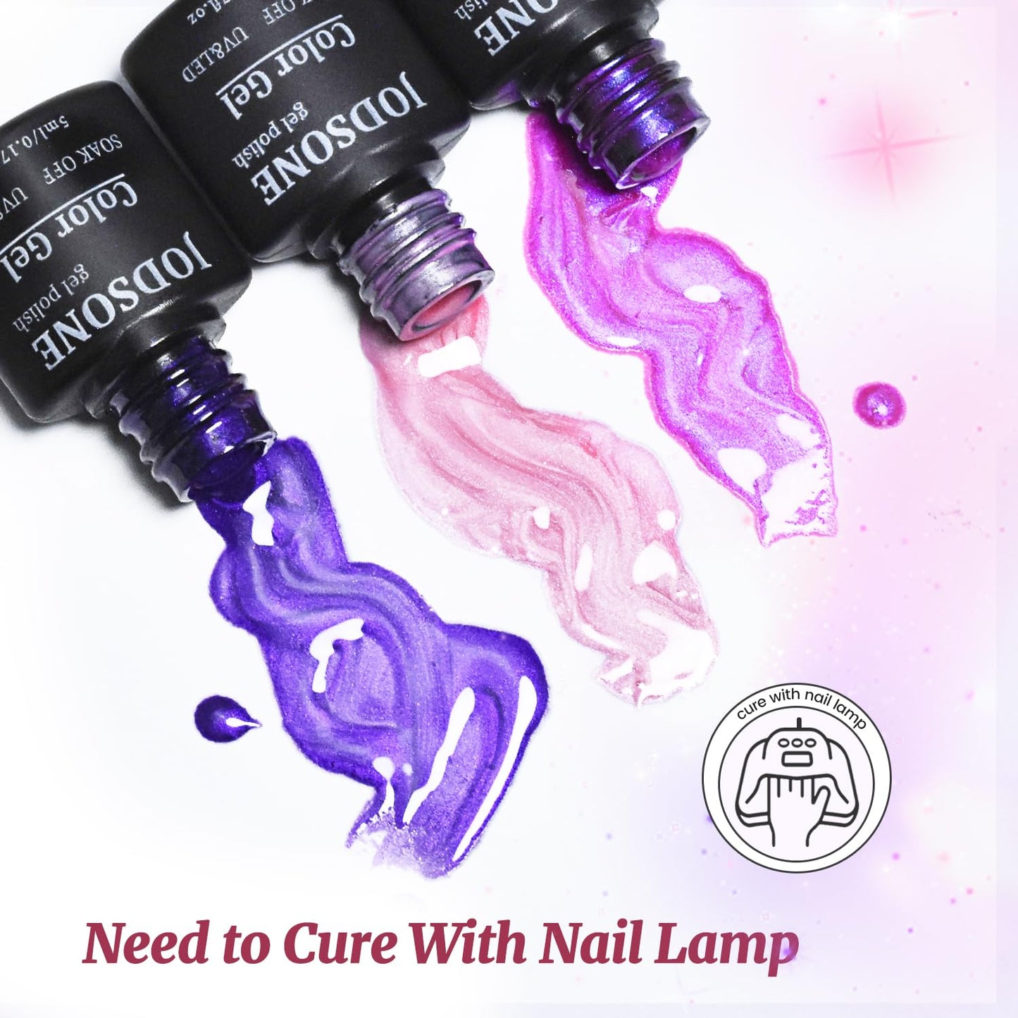 JODSONE 20 Glitter Color Gel Nail Polish Kit 3 Bottles of No Wipe Base Coat Glossy and Matte Top Coat Gel Polish Set High Shine Gorgeous