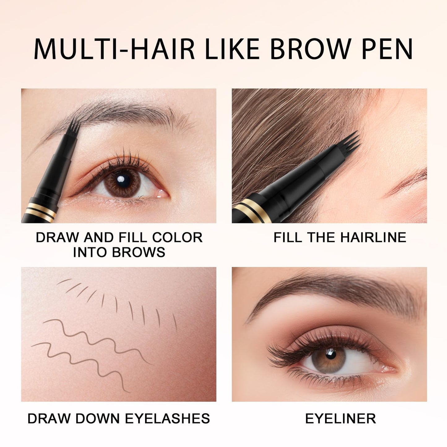 Eyebrow Pen,2-in-1 Waterproof Eyebrow Pencil with 4 Tip Microblading Brow Pen and Ultra-Precise Brow Pencil,with Dual-ended Eyebrow Brush,Eyebrow Makeup for Natural Looking - Dark Blonde