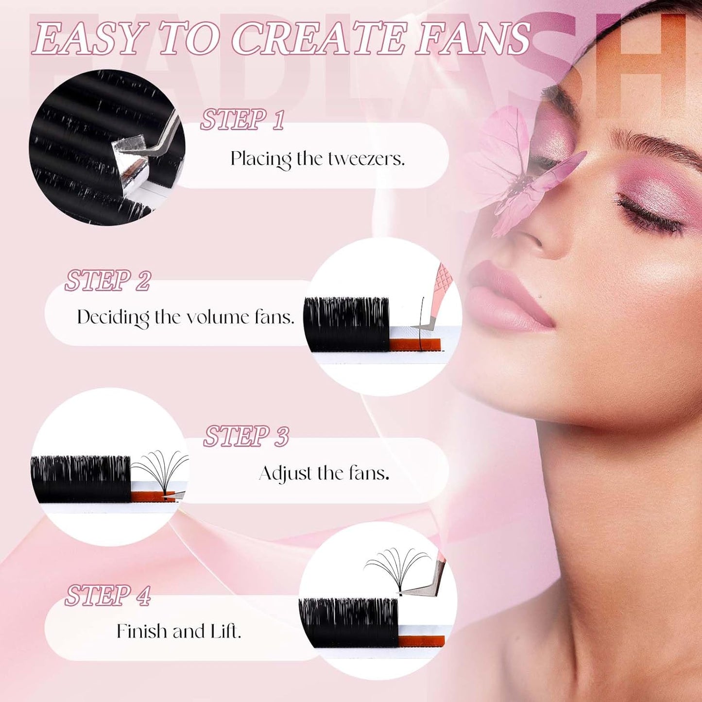FADLASH Brown Lash Extensions Easy Fan Volume Lashes Colored Lash Extensions C Curl Volume Lash Extension 0.07 Self Fanning Eyelash Extensions (Dark Brown-0.07C, 8-14mm)