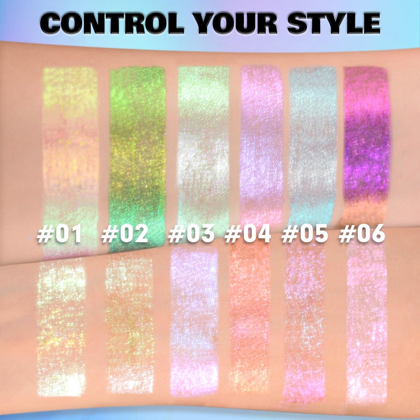 CHARMACY 2 in 1 Starlit Duochrome Liquid Eyeshadow, Glitter Sparkle Colorful Liquid Eyeliner, Quick Drying, High Pigmented, Long lasting Holographic Glitter Multichrome Eye Makeup #03