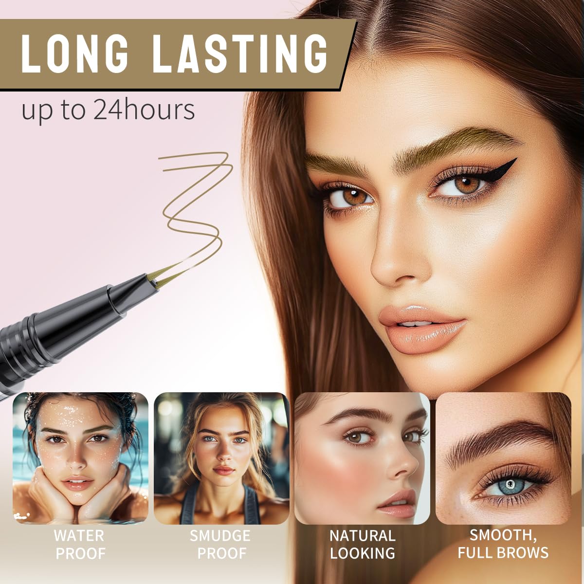 2 Pack Microblading Eyebrow Pencils for Women,2-in-1 Dual-Ended Eye Brow Pen with 2-Fork-Tip and Precise Brush-Tip, Waterproof Long Lasting Eyebrow Pen for Natural Hair-Like Brows(Dark Brown*2)