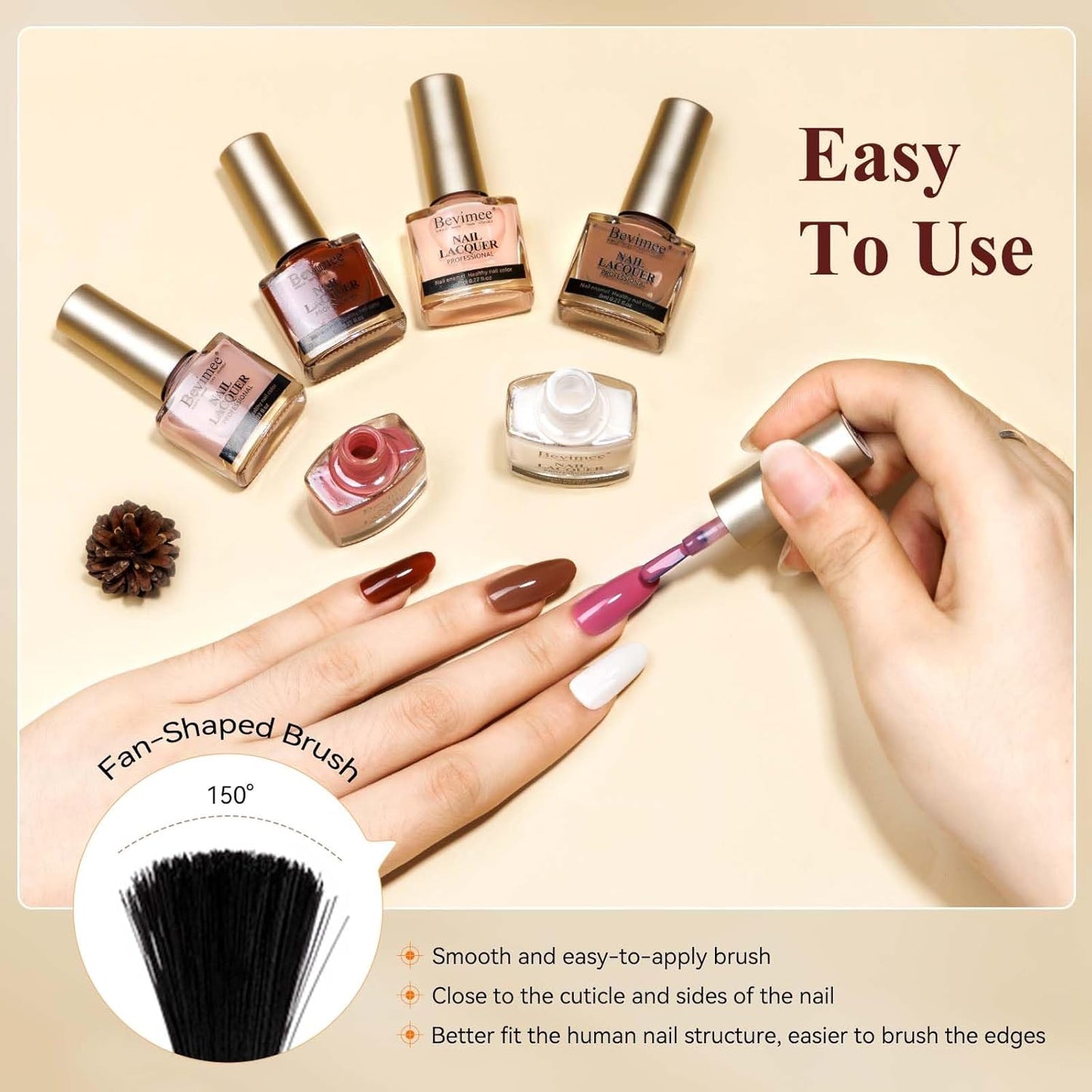 Vegan Nail Polish Set: Air Quick Dry Nail Lacquer Milky White, Nude, Brown 6 Regular Colors Nail Art Polish Non Gel Fast Drying Fingernail Polish Bulk DIY Salon Gift For Women