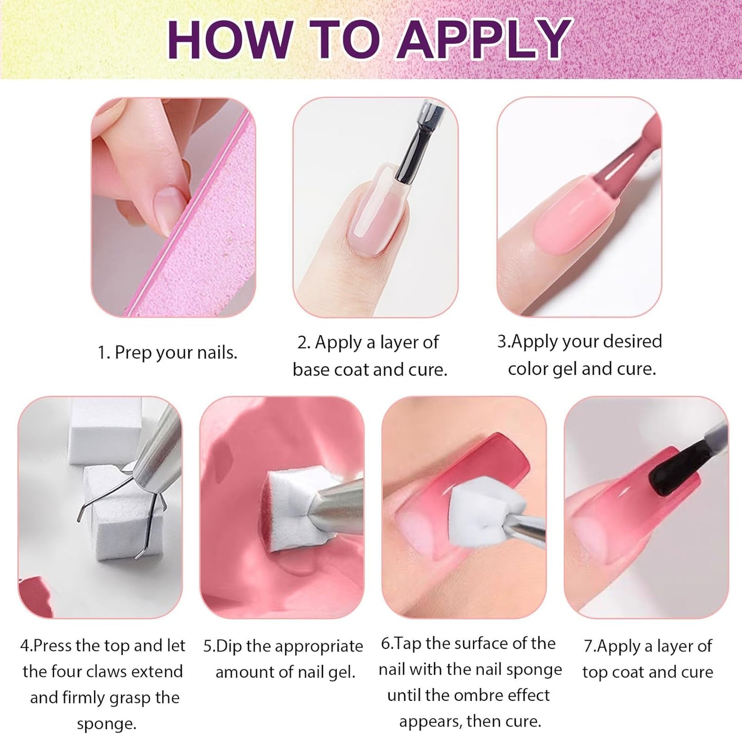 Gradient Painting Gel, 9 Bright Colors Ombre Gel Nail Polish Light Pink Blue Summer Kit Sponging for Pigment Pat Kit Aura Nails French Manicure Soak Off UV Bloom Summer Set