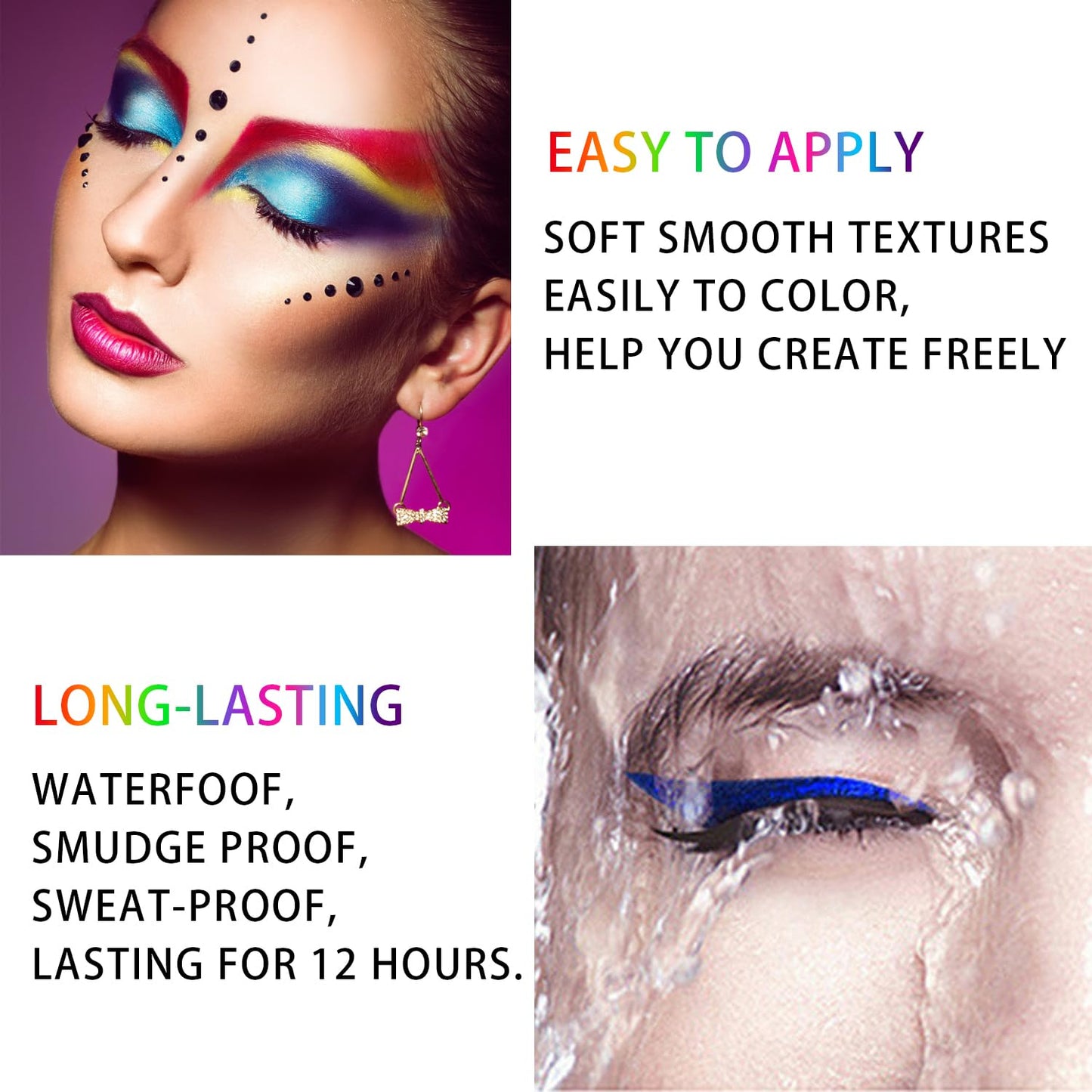 12 Colors Matte Liquid Eyeliner Set UV Glow Rainbow Colorful Neon Eyeliner Pencil Pigmented Waterproof Smudgeproof Long Lasting Gel Eye Liner Eye Makeup Kit for Women