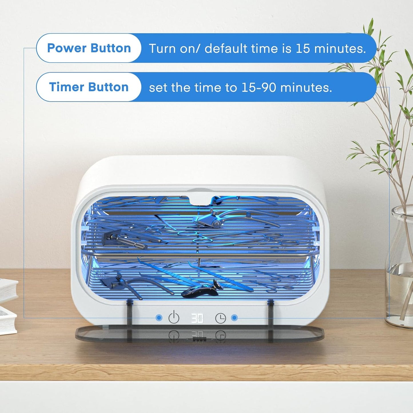 Yofuly Sterilizer for Esthetician, 12L Double-layer Large Sterilizer for Nail Tools, Multi-Functional Nail Cleaner Box, Large Capacity Cleaning Cabinet for Home Use, Barbers, Beauty Salons, and Spas