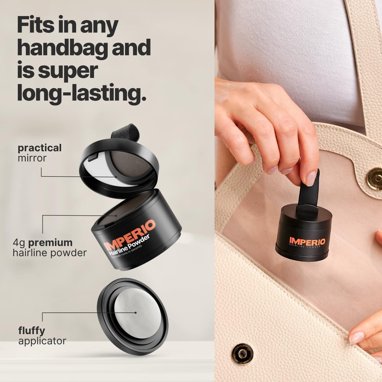 IMPERIO Root Touch Up Hair Powder for Concealing Hair Loss instantly - Hairline Powder for Women & Men - Water resistant Root Cover Up for Thinning Hair in Premium Hairdressing Quality (Light Brown)