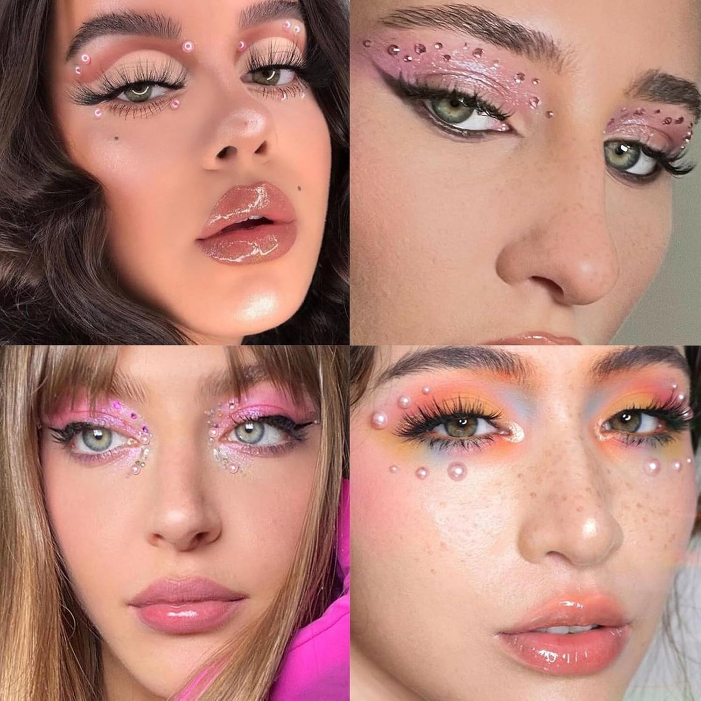 Nail Art Rhinestones Pink Bows Nail Charms Resin Clear Jelly Rhinestones Pearls Glitter Supplies Crystal Gems Mimi Diamond Accessories for Women Manicure Decorations Design