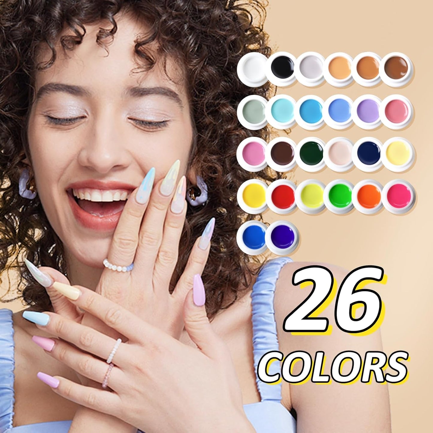 Nail Art Stamping Kit - 26 Color Gels with 5 Stainless Steel Plates, Dual-Ended Silicone Stamper & Scraper - DIY Nail Design Set for Beginners and Pros