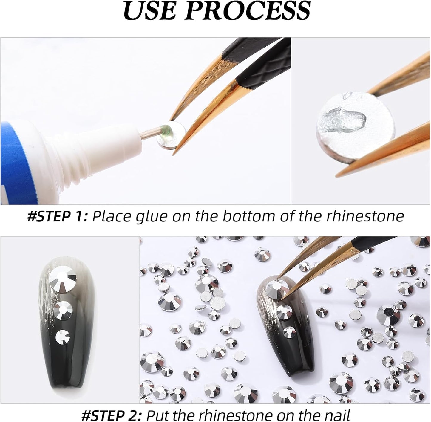 Silver Flatback Rhinestones, Glass Rhinestones for Nail Art and Craft, Glue Fix, Loose Crystal Gemstones(Silver, SS4, 2880pcs, 1.5-1.7mm)