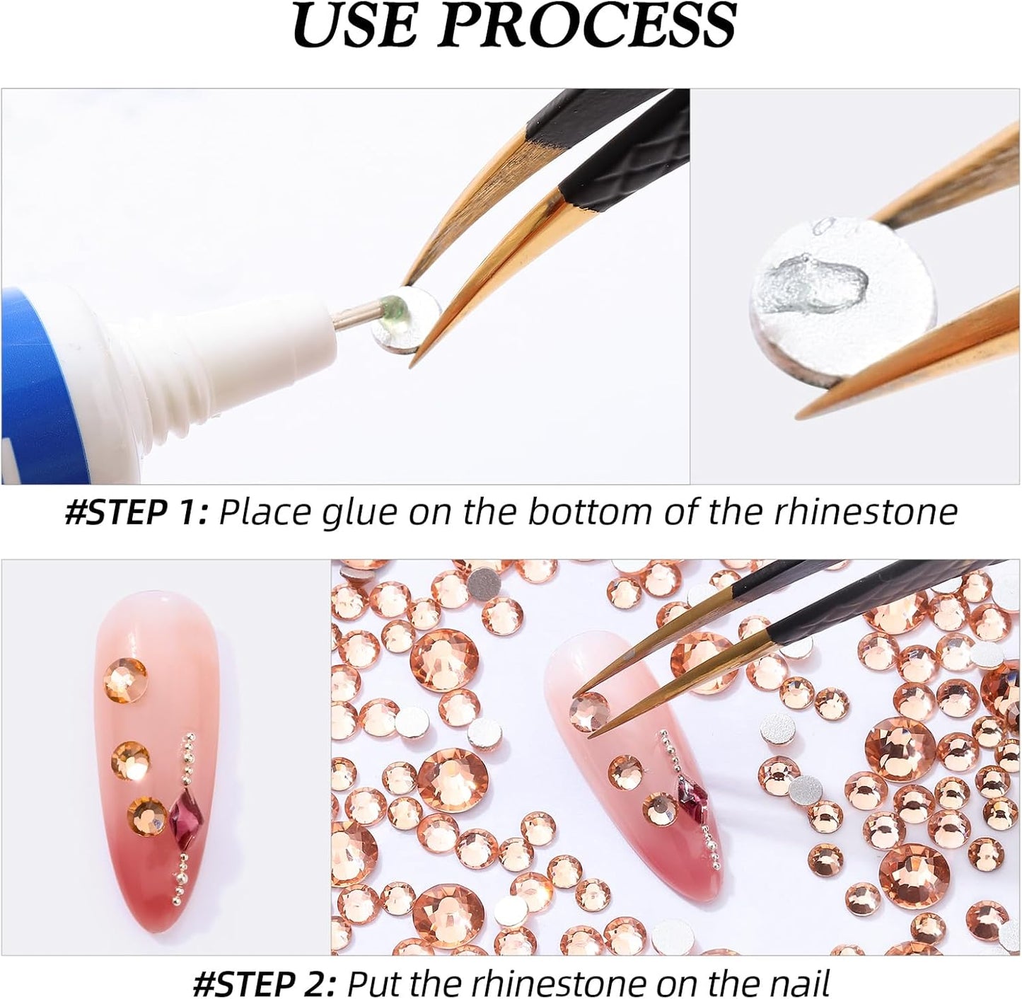 Champagne Flatback Rhinestones, Glass Rhinestones for Nail Art and Craft, Glue Fix, Loose Crystal Gemstones(Champagne, SS10, 2880pcs, 2.7-2.8mm)