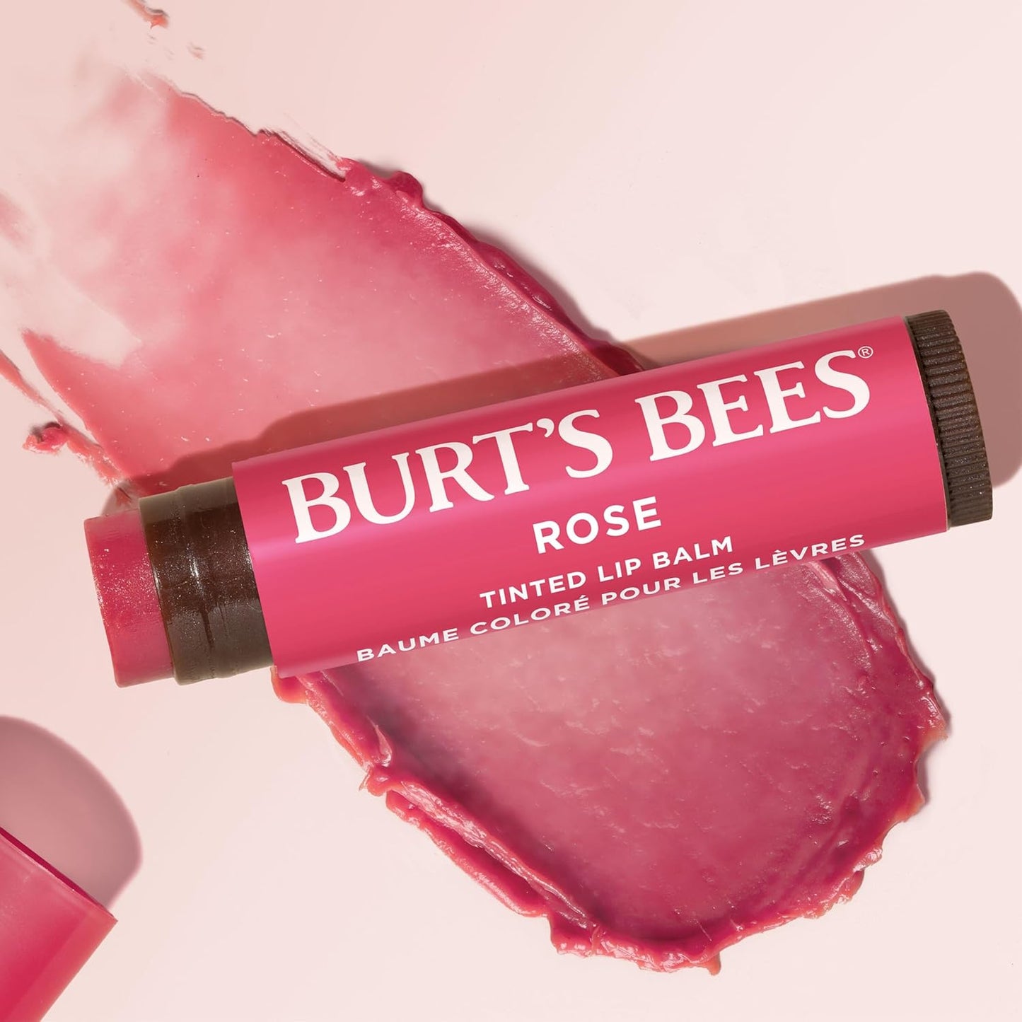 Burt's Bees Lip Tint Balm with Long Lasting 2 in 1 Duo Tinted Balm Formula, Color Infused with Deeply Hydrating Shea Butter for a Natural Looking Buildable Finish, Petal Rose (2-Pack)