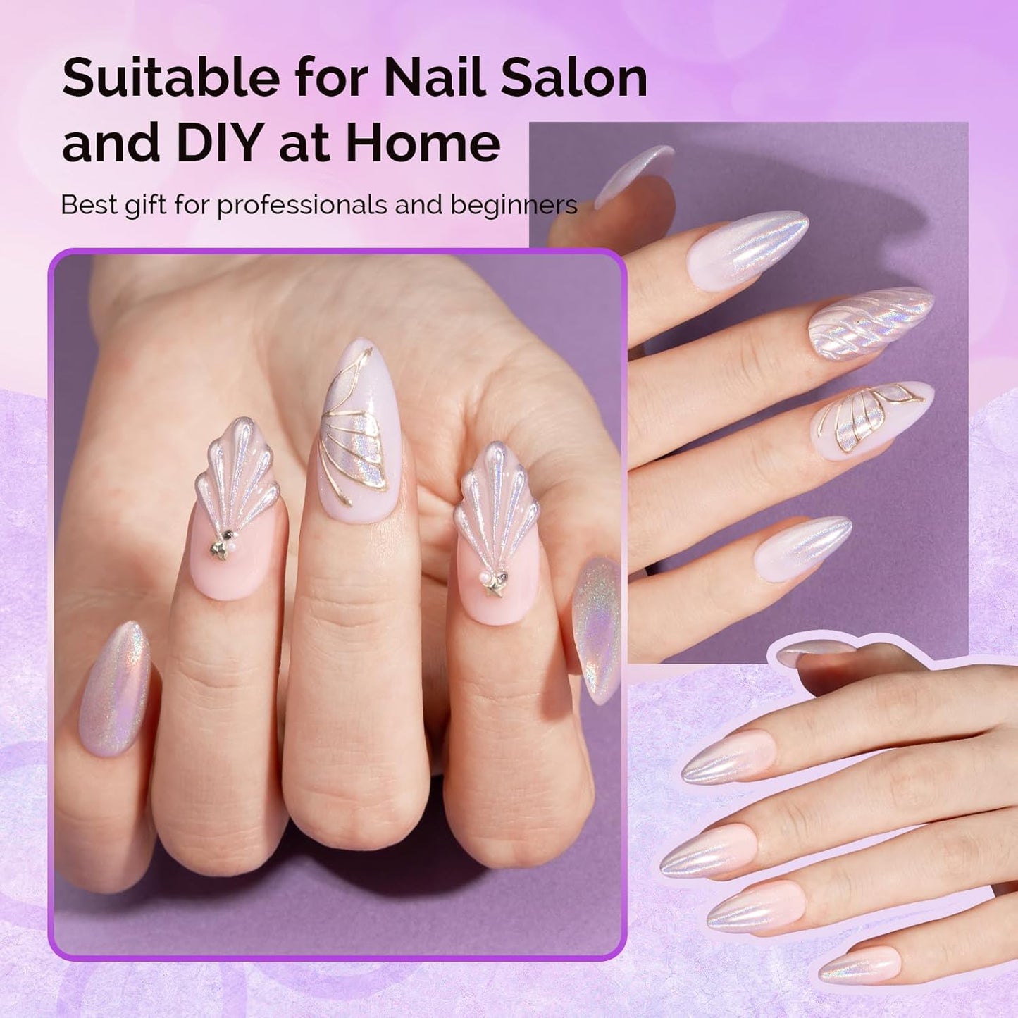 MelodySusie Chrome Nail Powder for Gel Nails,Holographic Laser Silver Metallic Mirror Effect Pigment Stylish Fine Glitter for Home DIY Salon Use Visit The MelodySusie Store