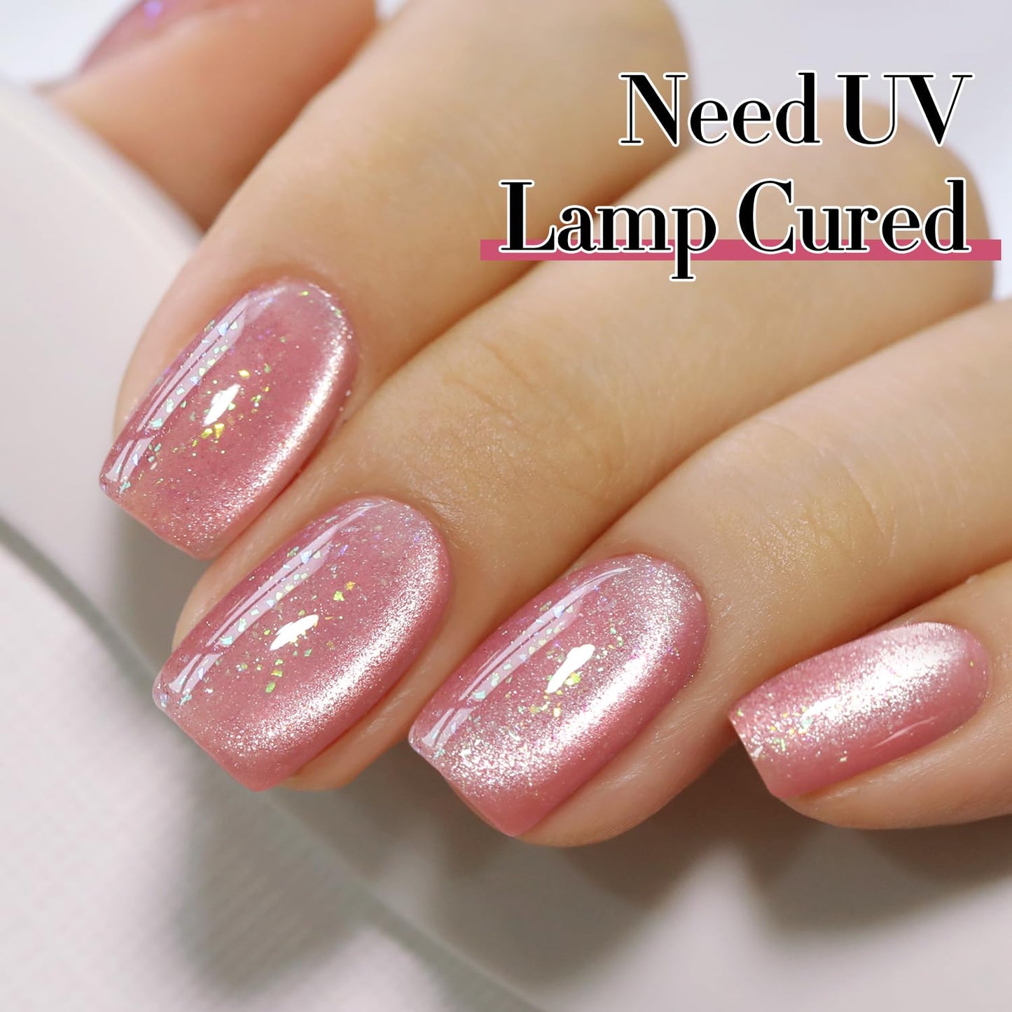 Double Rhythm 0.5 OZ Cat Eye Gel Polish with Magnet 15ML Holographic Glitter Shimmer Translucent Jelly Color Magnetic Nail Polish Salon DIY at Home (MC1012)