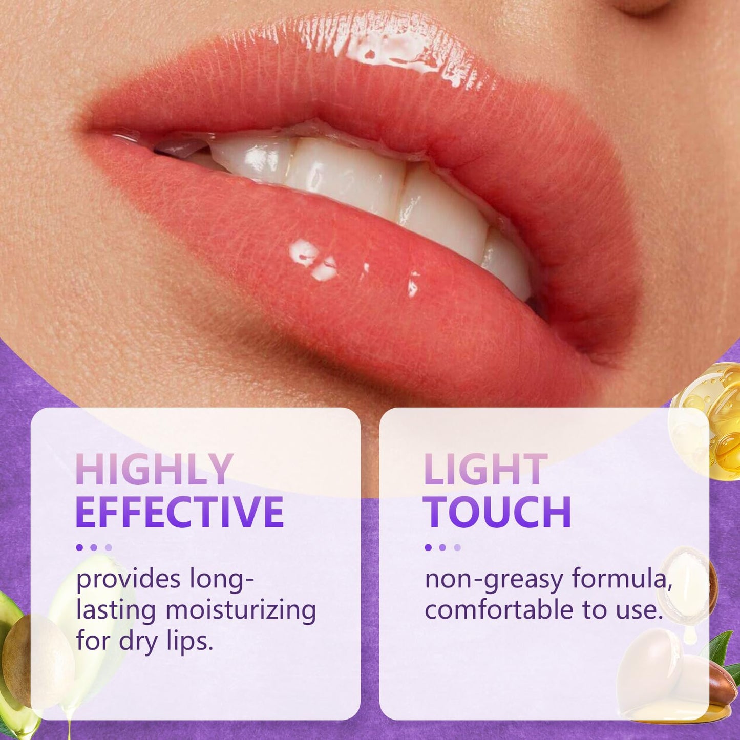 2Pcs Lip Plumper + Hydrator Lip Balm,Instant Volumizing Gloss with Hyaluronic Acid & Anti-Aging Ingredients,High-Shine Moisturizer for Smooth,Plump Lips,Cooling & Non-Sticky Formula