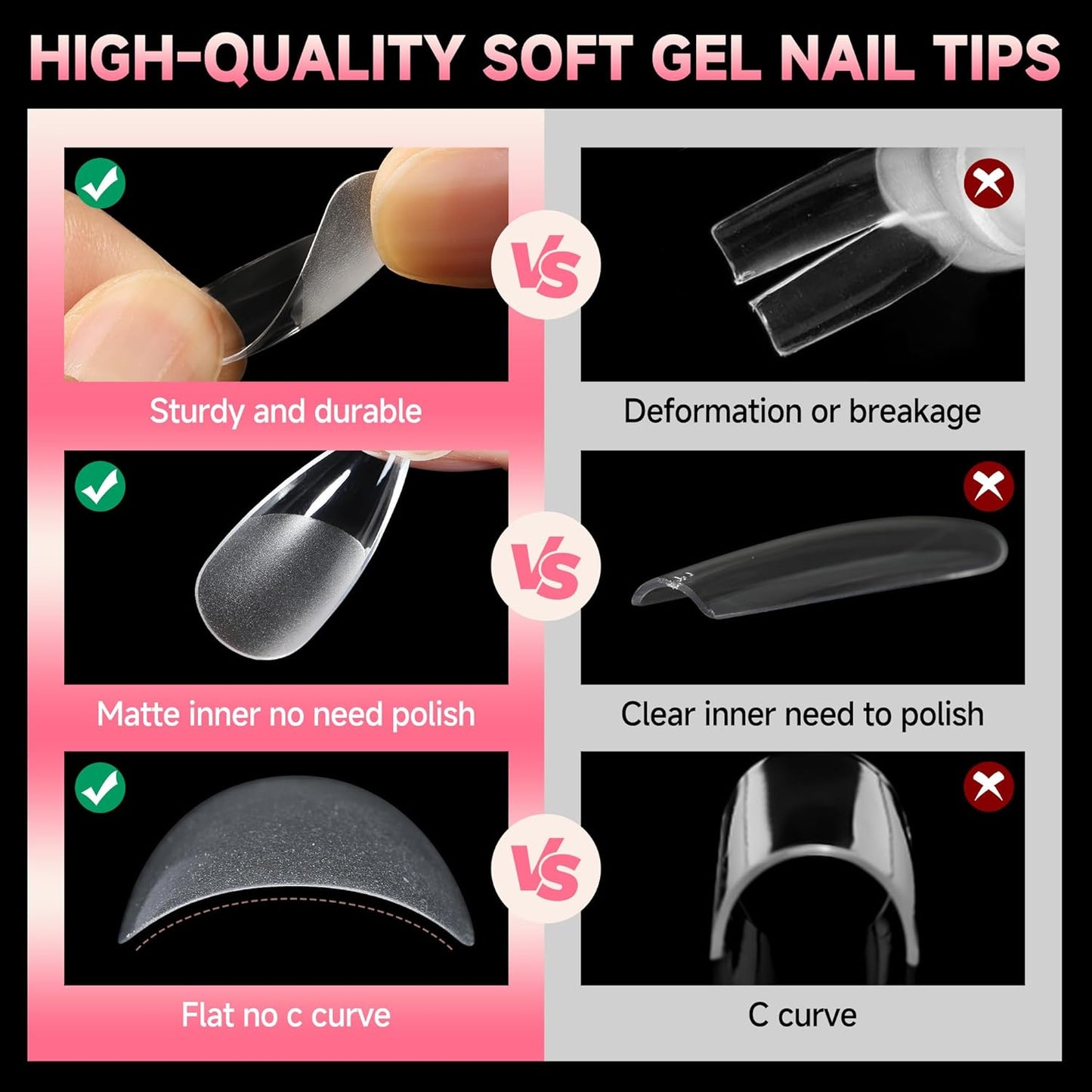 UNA GELLA Medium Stiletto Gel Nail Tips Halloween Full Cover 216Pcs Almond Shape Nails Tips Stiletto Pre etched Soft Gel Nails Tips Clear Fake False Nail Tips For Home Art Salon 12 Sizes