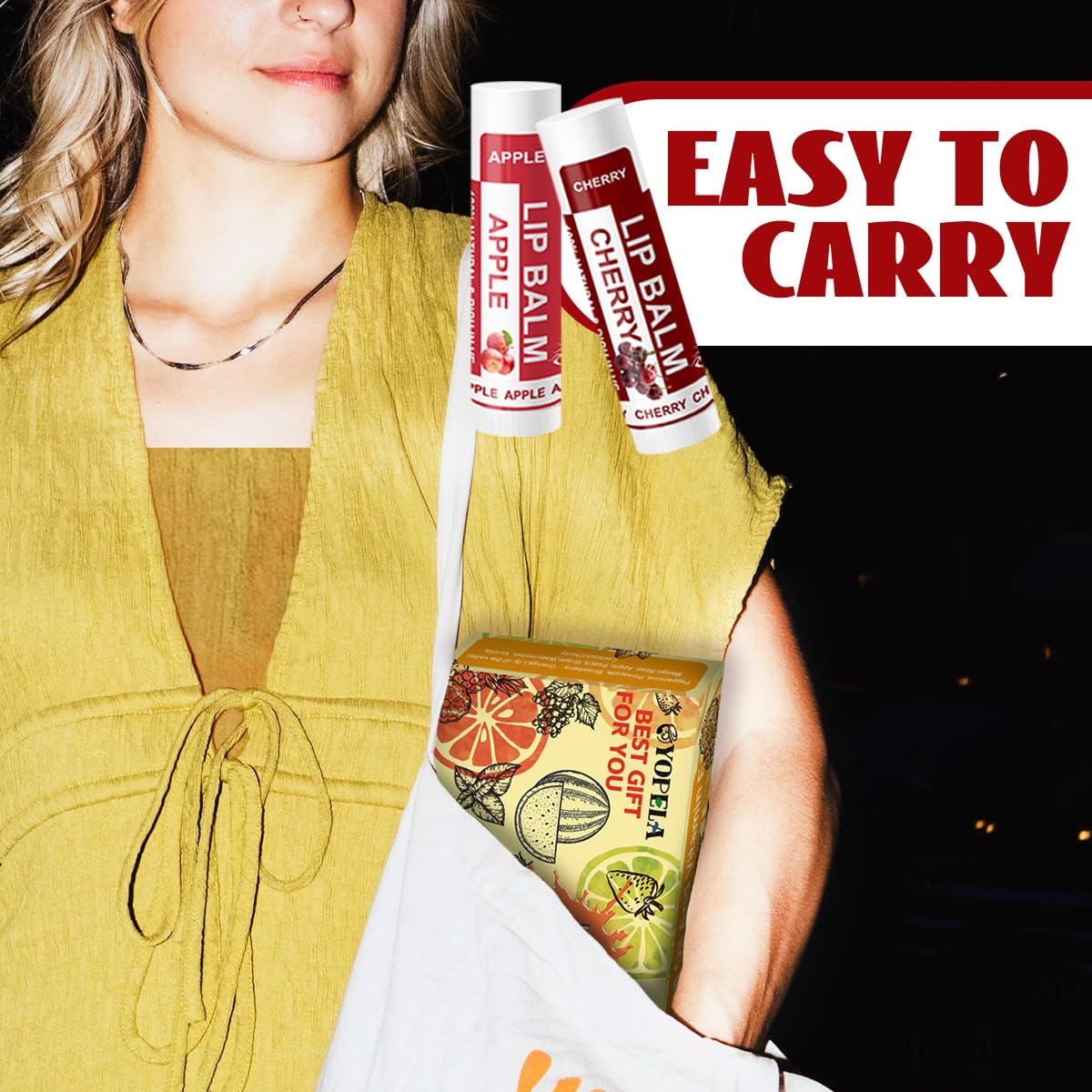 Yopela 56 Pack Natural Lip Balm in Bulk with Vitamin E and Coconut Oil - Moisturizing, Soothing, and Repairing Dry and Chapped Lips - 14 Flavors - Non-GMO Valentine's Gift