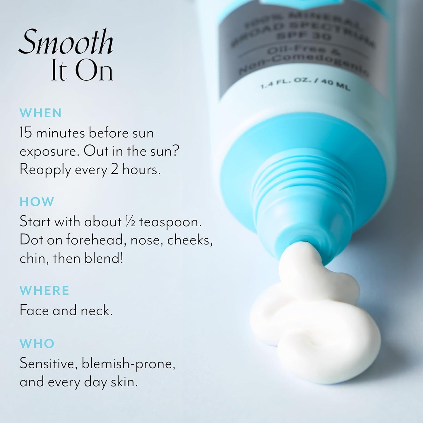 Bliss Block Star Clarifying Daily Mineral Sunscreen Broad Spectrum SPF 30, Blendable Pore Safe Formula for Blemish Prone Skin with Salicylic Acid and Witch Hazel, 1.4 Fl Oz