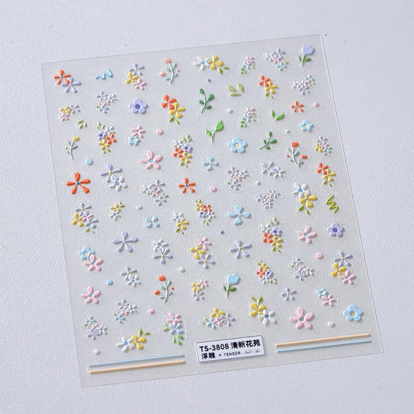 5D Embossed Flower Nail Stickers for Nail Art Summer Floral Leaf Nail Art Stickers Self-Adhesive Cute Nail Decals Supplies Design Sticker(1, Colorful Flower)