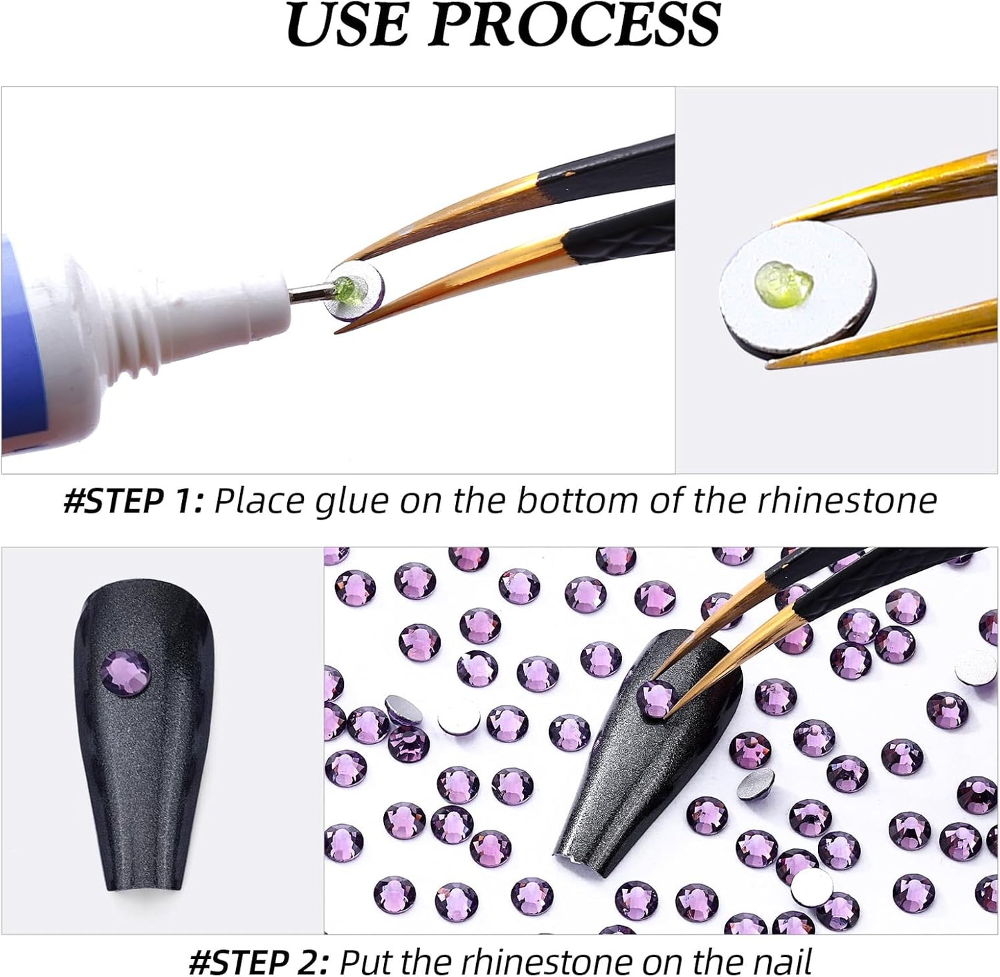 Tanzanite Flatback Rhinestones, Glass Rhinestones for Nail Art and Craft, Glue Fix, Loose Crystal Gemstones(Tanzanite, SS16, 1440pcs, 3.8-4.0mm)