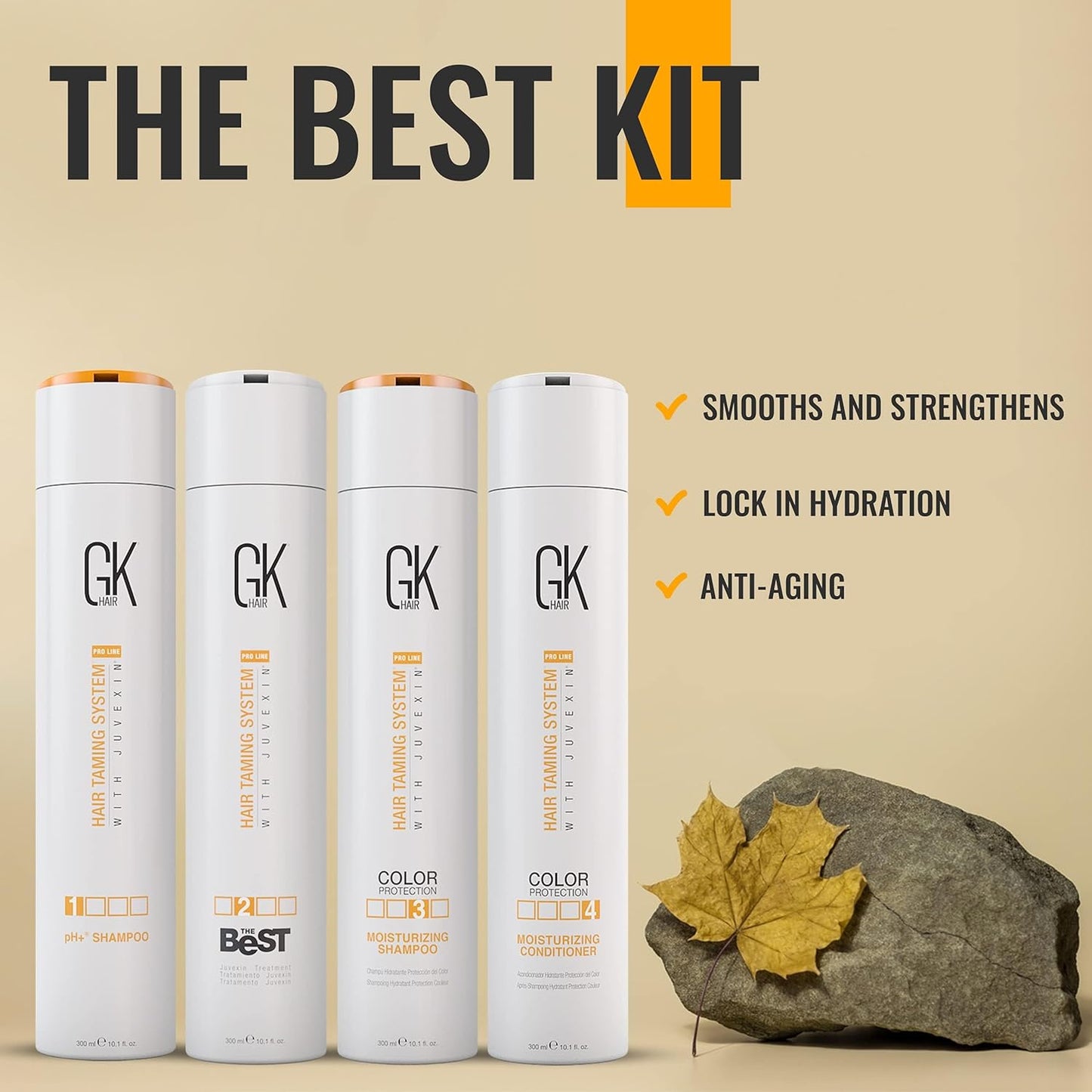 GK HAIR Global Keratin The Best Kit (10.1 Fl Oz/300ml) Smoothing Keratin Hair Treatment Professional Brazilian Complex Blowout Straightening For Silky Smooth & Frizz Free Hair