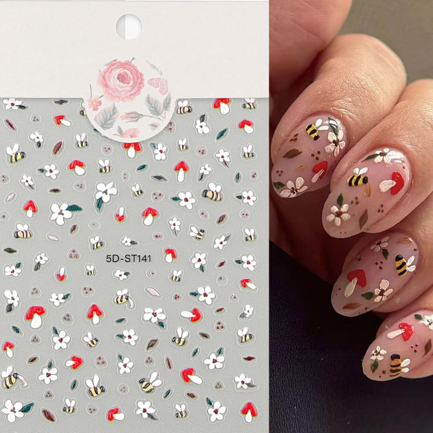 Stickers para Uñas Nail Stickers Self-Adhesive Sticker para Uñas Colorful 3D Flower Calcomanías Floral Nail Stickers Art Design Accessories Hight Quality 8 Sheets