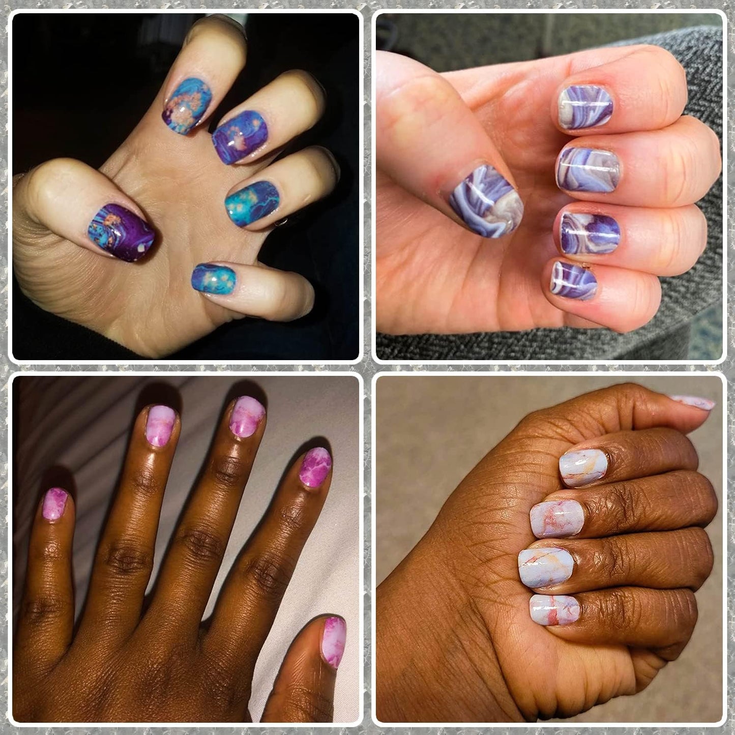 DANNEASY 24 Sheets Full Nail Wraps for Women - Marble Print, Nail Polish Strips Self Adhesive Gel Nail Stickers Acrylic Manicure Strips Nails Art Accessories with 1pc File, Cuticle Stick