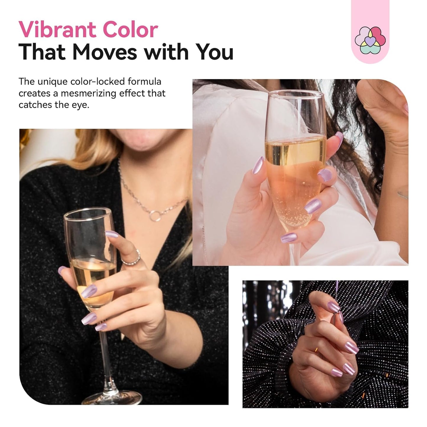 SAVILAND Color Artistry Rose Gold Glitter Nail Polish - 7 Days Shimmer Air Quick Dry Holographic Fingernail Polish, Sparkle Pink High Glossy Home DIY Manicure Gift for Women