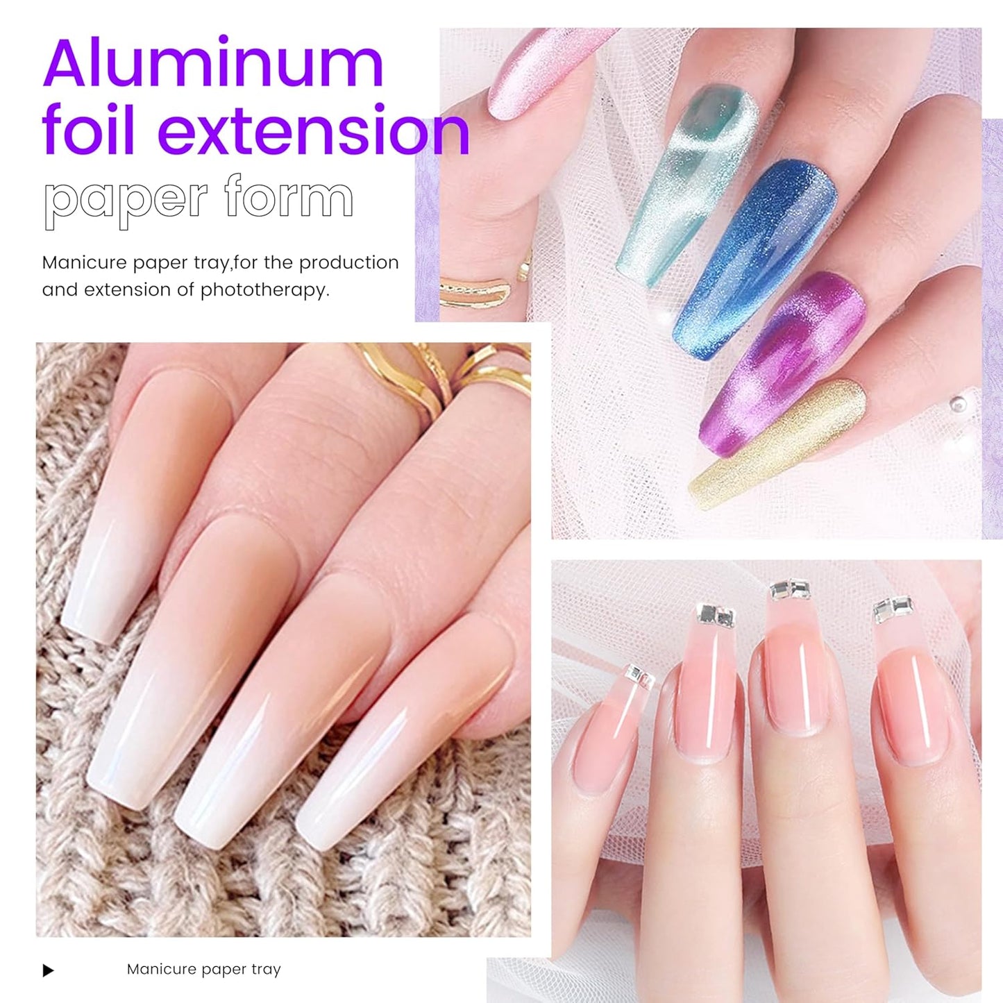 NailForms for Gel Builder Self Adhesive Nail Extension Stickers for Poly nailGel and Acrylic with Tip Sculpting Nail FormsNail Art for Home & Salon (100)