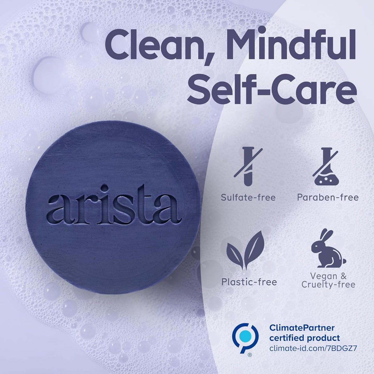 Arista Purple Shampoo Bar, Amla Fruit Powder, Purple Toner & Castor Oil, Moisturizing & Plastic Free Hair Soap, Sulfate Free Solid Shampoo Puck for Grey Hair