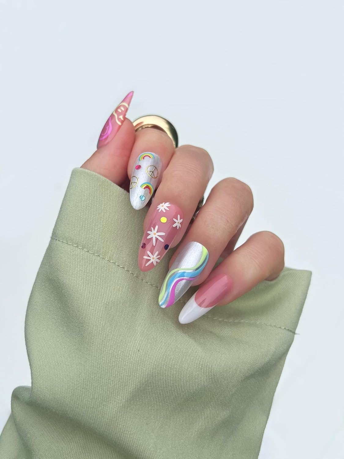 Stay Groovy Nail Stickers - Trendy, Long-Lasting Nail Art Decals – Easy DIY Application for Salon-Quality Manicures