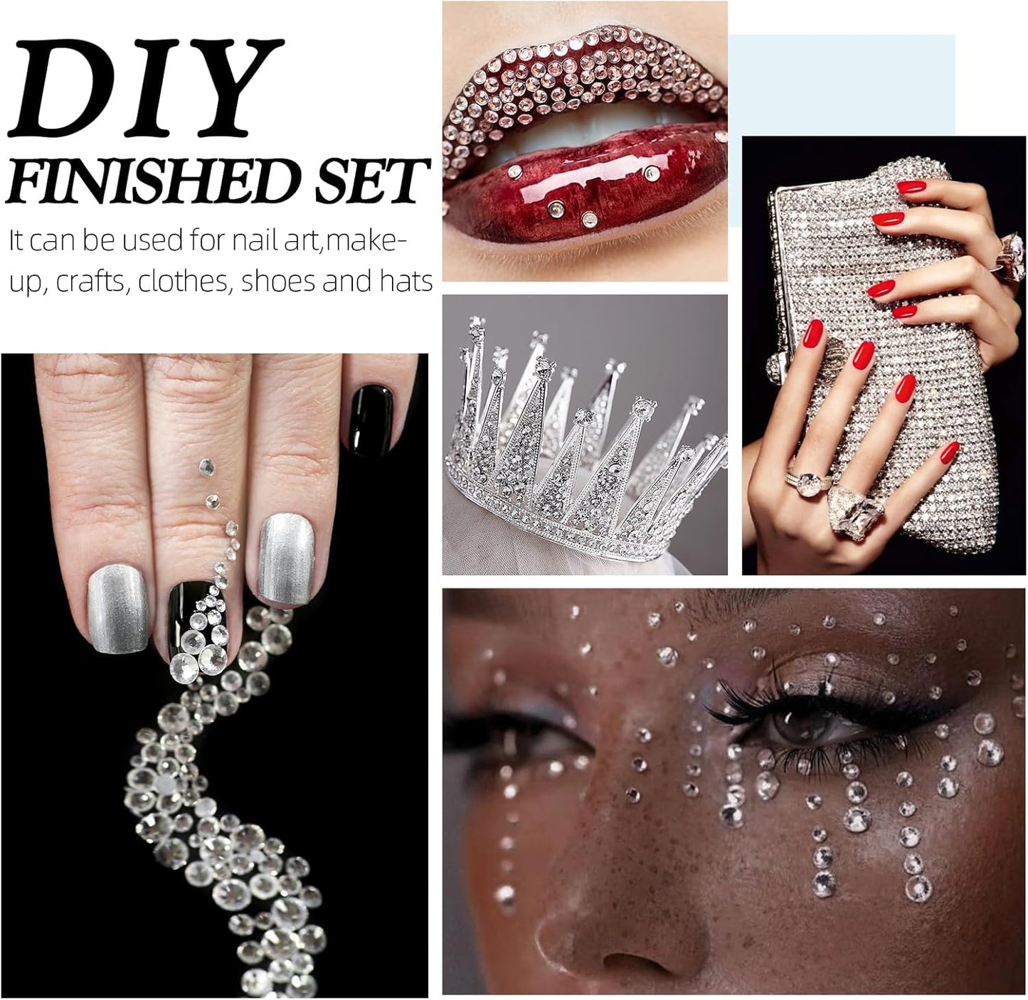 Crystal Clear Flatback Rhinestones, Glass Rhinestones for Nail Art and Craft, Glue Fix, Loose Crystal Gemstones(Crystal, SS30, 288pcs, 6.4-6.6mm)