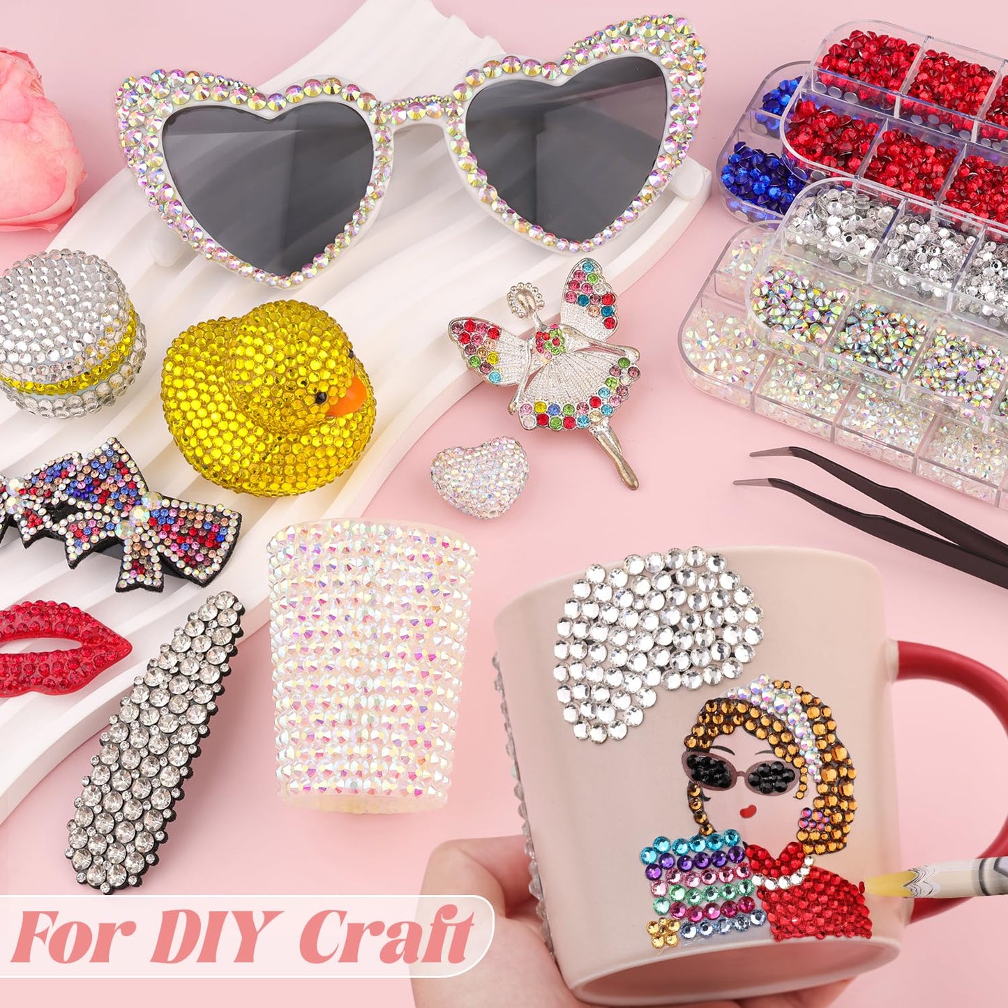 3600pcs Glass Royal Blue Nail Rhinestones 6 Sizes(1.8/2/2.4/2.8/3/4mm) Flatback Crystal Nail Charms Jewels Decoration for Nail Art and Crafting, Tweezer and Pickup Pen included