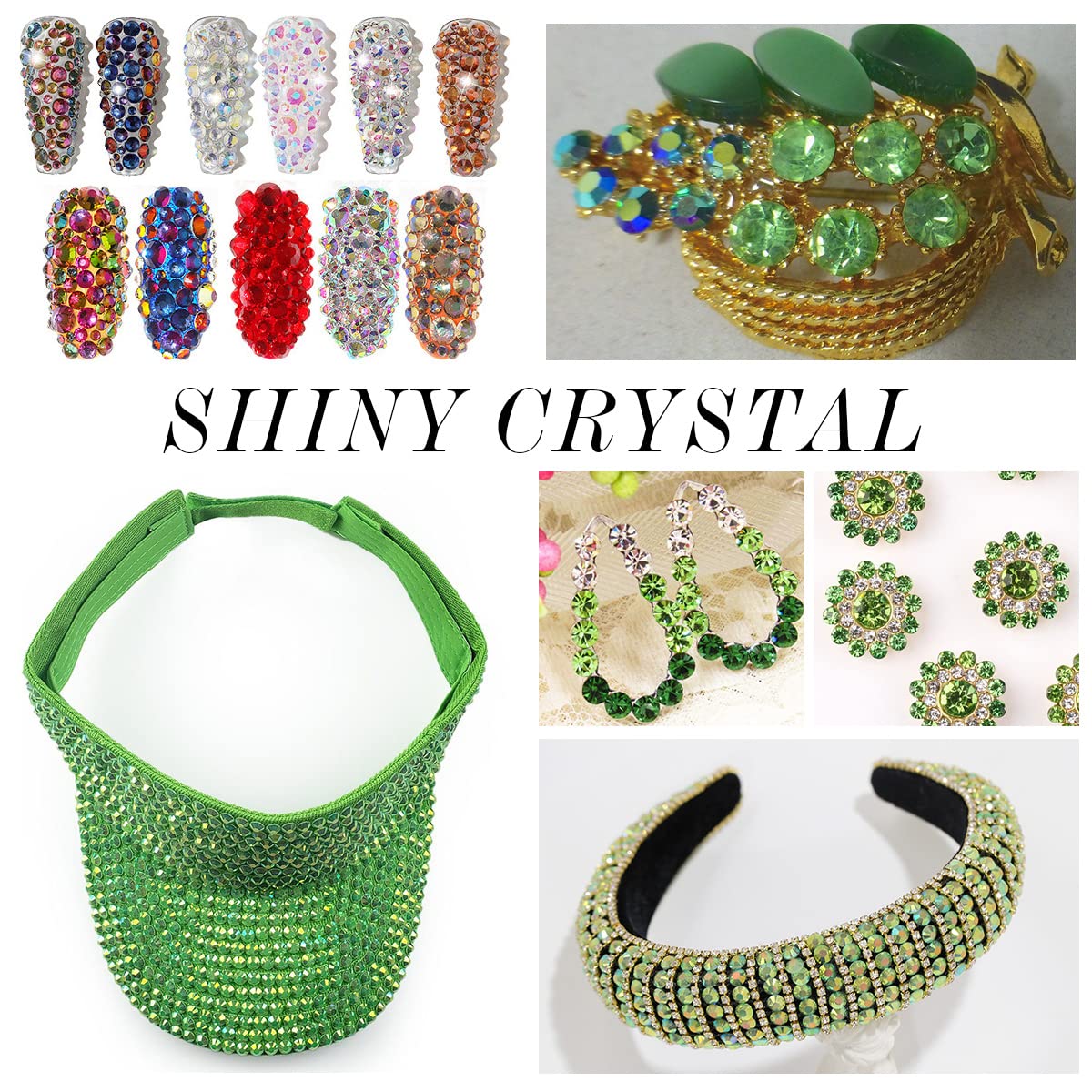 1440Pcs Light-green Ab Crystal Rhinestones,Glass Flatback Rhinestones Gemstones for Nail Face Makeup Art Crafts Clothes Decoration-(SS16,4.0mm,Light-green Ab)