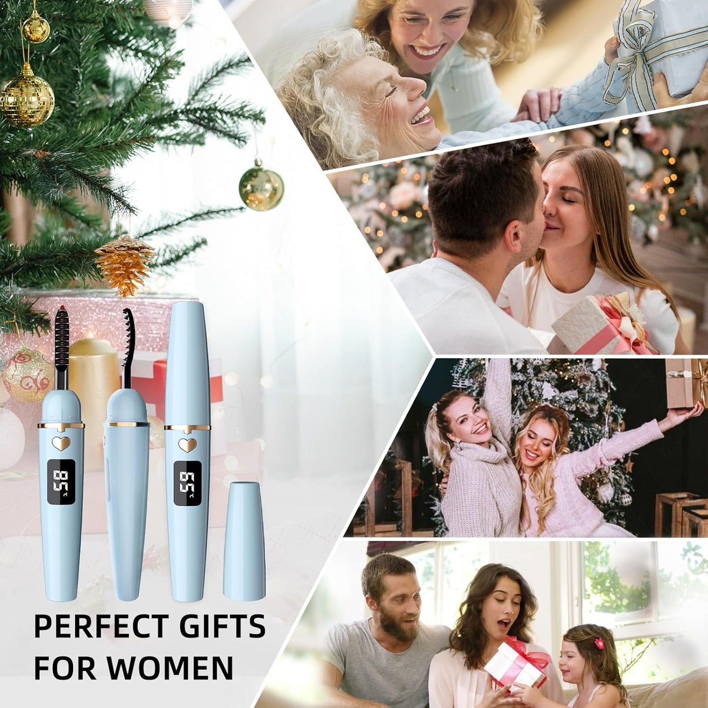 ZAPAL Heated Eyelash Curler, S600 Rechargeable Heated lash Curler, Intelligent Power Off Electric Eyelash Curler Heated Quickly 24 Hs Lasting Natural Makeup for Woman (Air Blue/Gold, X8-132mm)