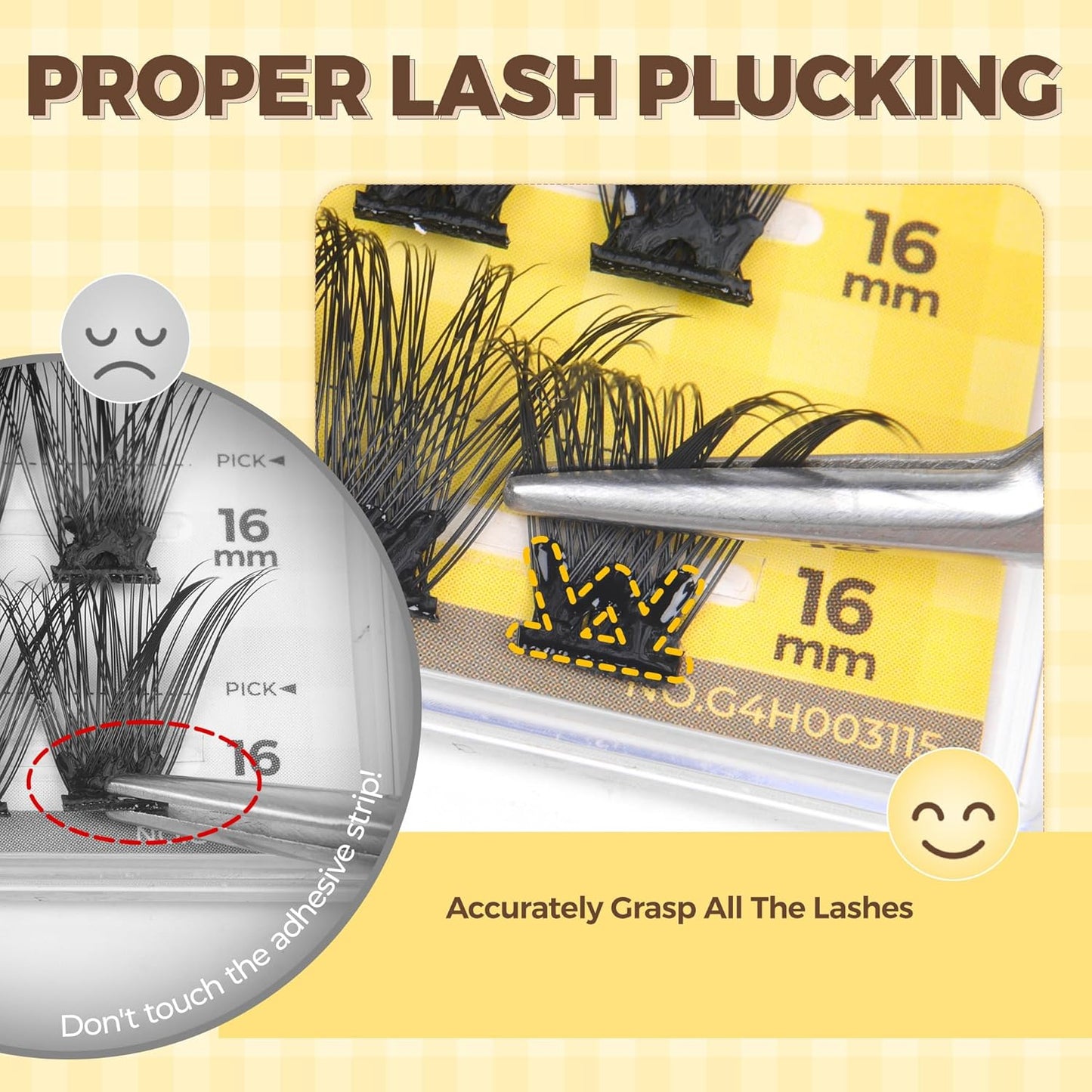 PopUp Self Adhesive Eyelashes Clusters, Press On Lashes Pre Glued Eyelash Extension Kit with Lash Tweezer,10-16mm No Glue No Remover Needed Self Adhesive Lashes Clusters CT50