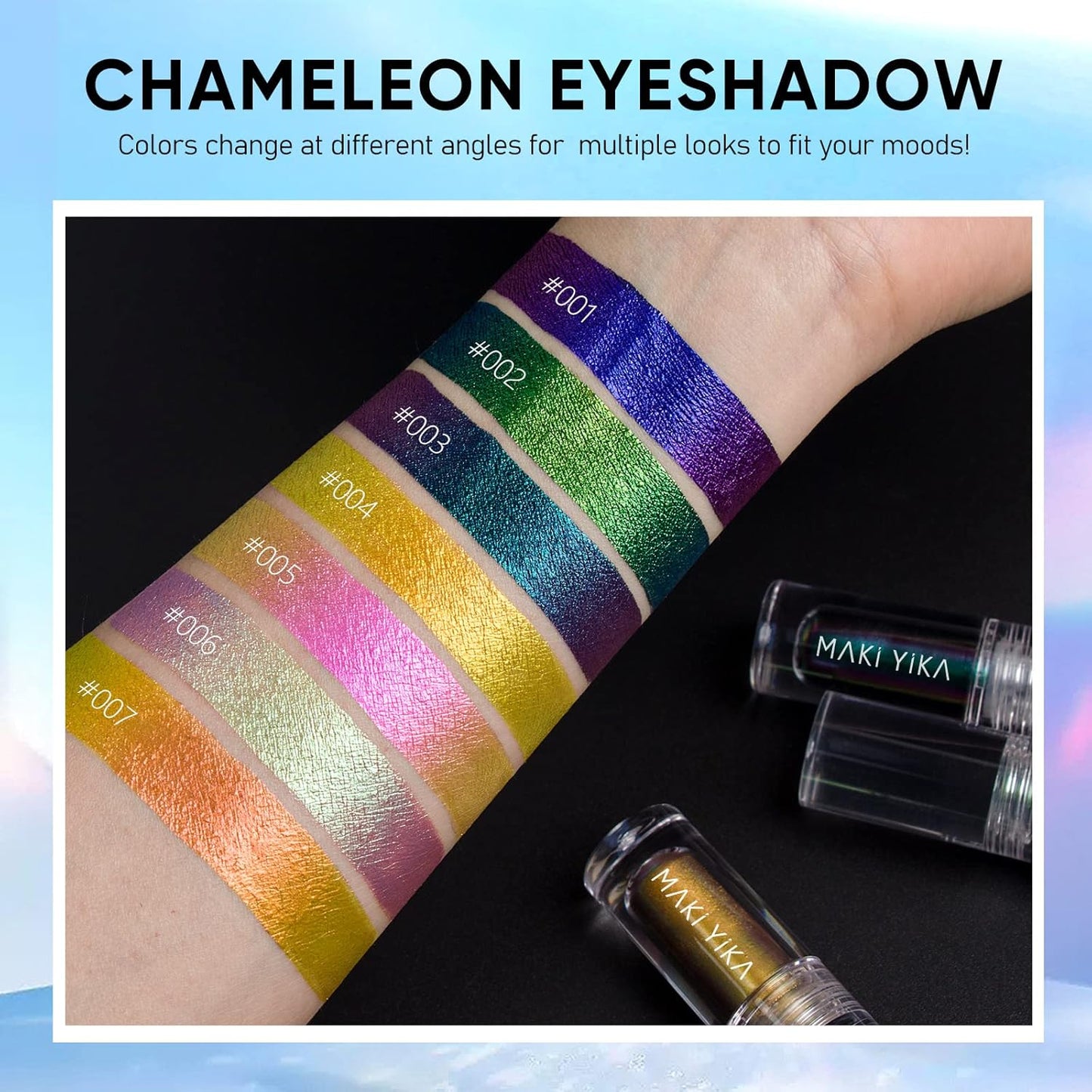 MAKI YIKA Glitter Eyeshadow Teal Liquid Multichrome Eyeshadows Long Lasting, Metallic Chameleon Eye Shadow Smudgeproof Holographic Eye Topper Glitters (#3 Dawn)